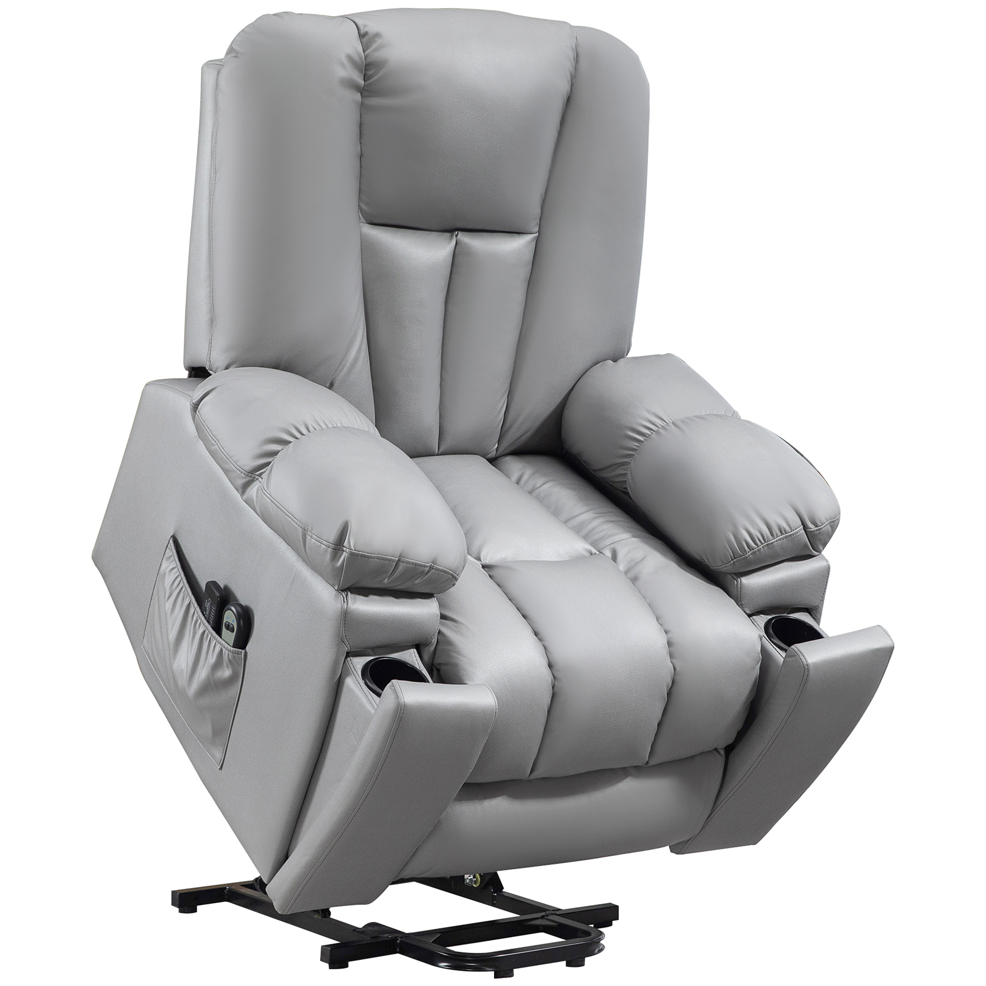 Massagesessel Relaxsessel Seniorensessel, Fernbedienung, Seitentaschen, 94 cm x 96 cm x 106 cm, Dunkelgrau