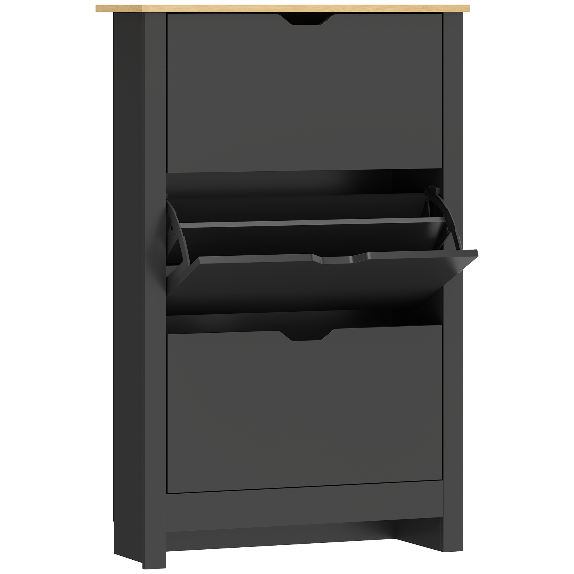 HOMCOM Armoire à Chaussures 3 Portes abattantes 2 Compartiments Panneaux Particules noir chêne HOMCOM Armoire à Chaussures 3 Portes abattantes 2 Compartiments Panneaux Particules noir chêne