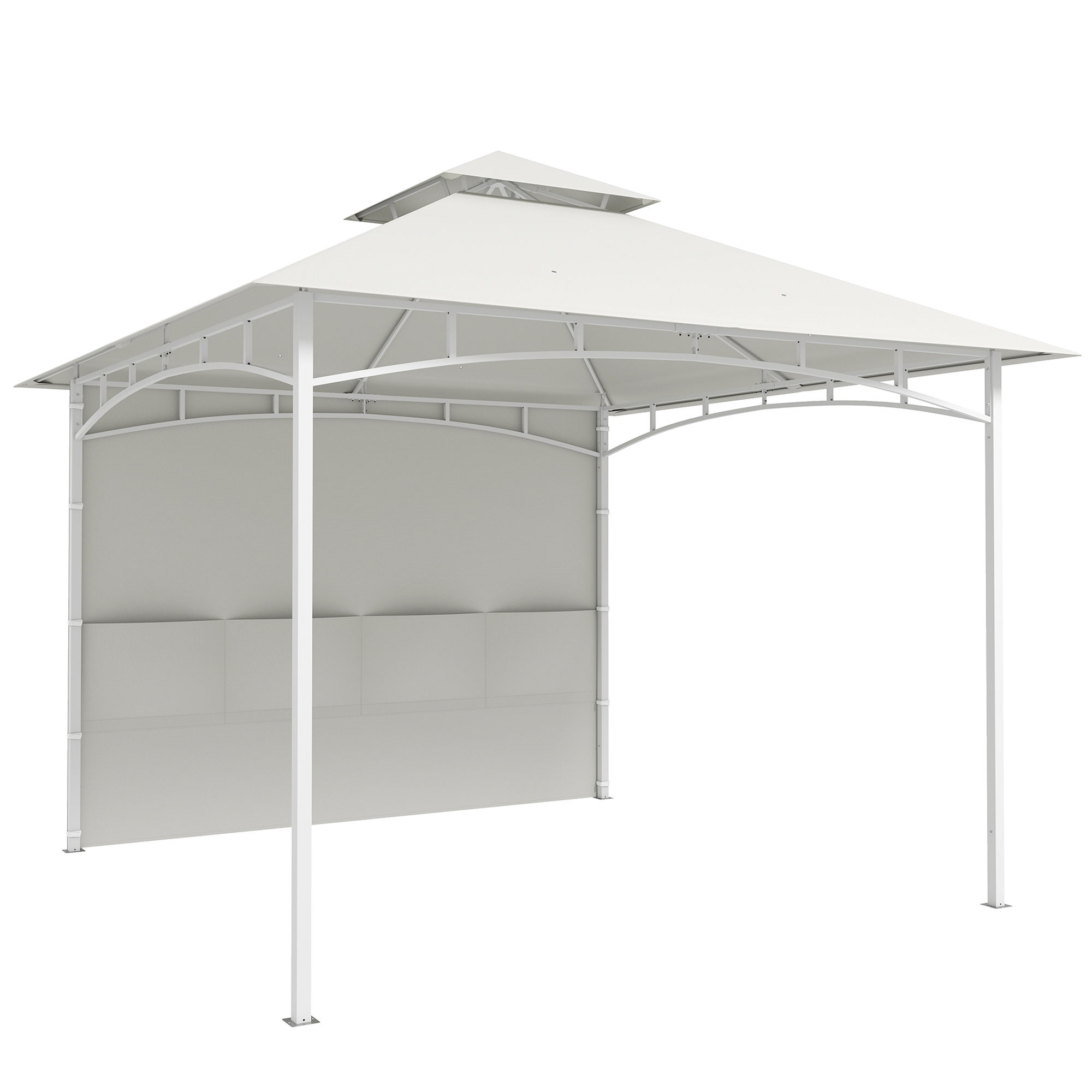 Outsunny Foișor de Grădină 3x3 m cu Corturi, Buzunare pentru Depozitare și Cârlig la Tavan, Foișor din Metal cu Acoperiș Dublu, Orificii de Drenaj, UV30+, Crem | Aosom Romania