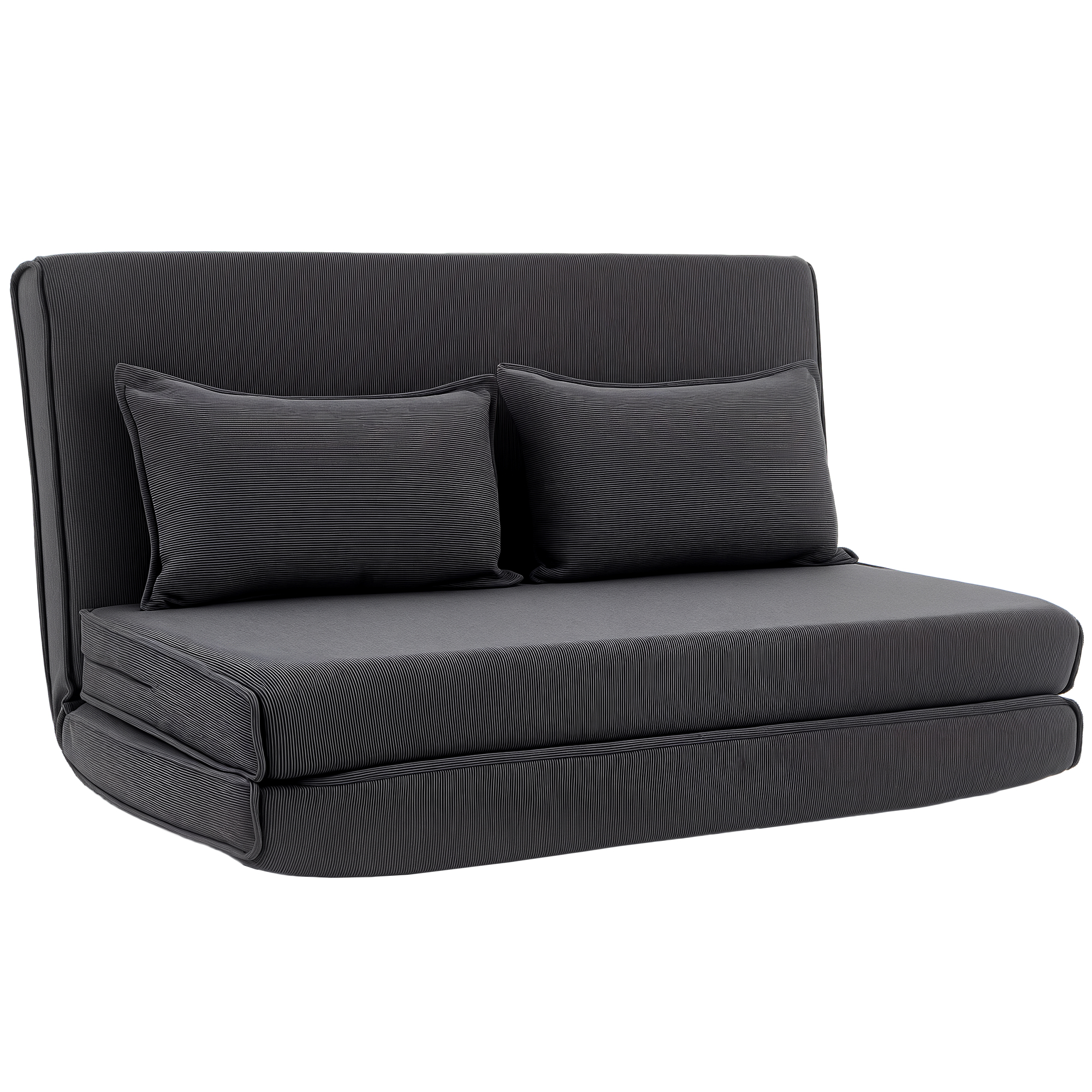 Bodenstuhl mit Rückenlehne, Cord-Klappsofa als Gästebett, Verstellbare Rückenlehne, Breiter Sitz, Dunkelgrau
