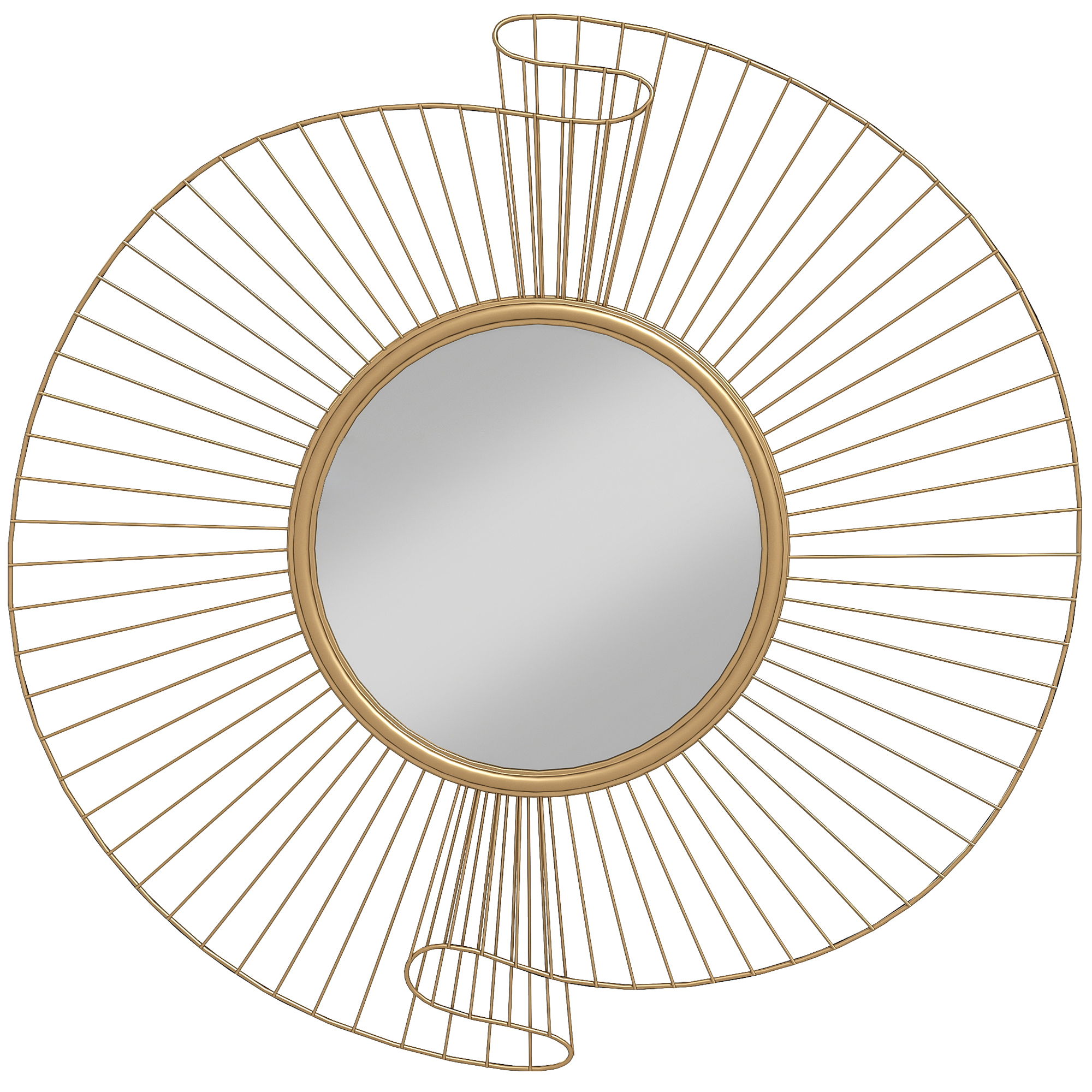 HOMCOM Miroir décoratif rond 60 cm avec fixation à 360°, décoration murale en métal moderne avec détails plissés, doré HOMCOM Miroir décoratif rond 60 cm avec fixation à 360°, décoration murale en métal moderne avec détails plissés, doré