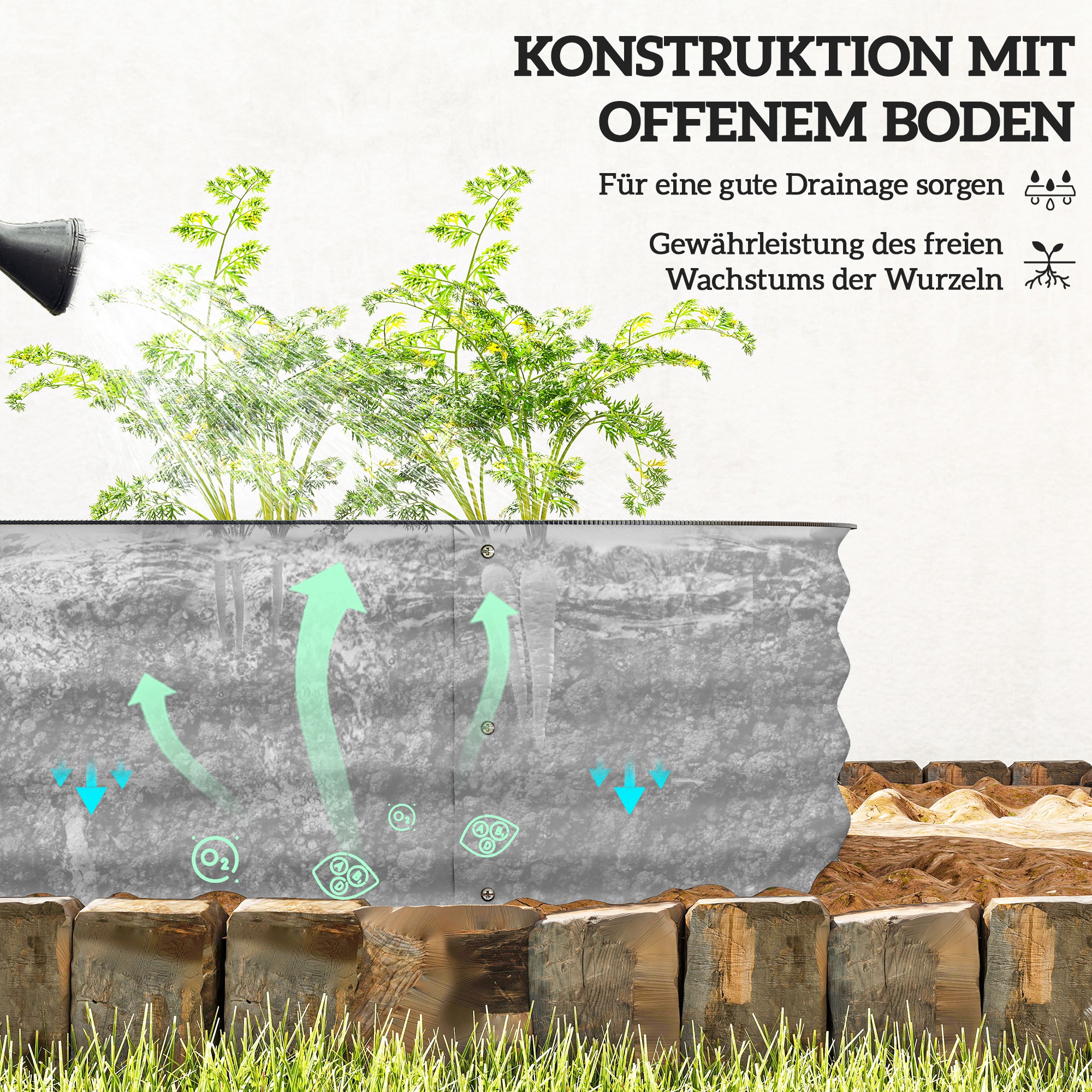 Kõrgpeenar, moodulkõrgpeenar, kaitstud servad, põhjatu disain, 150 x 62 x 30 cm, hõbedane