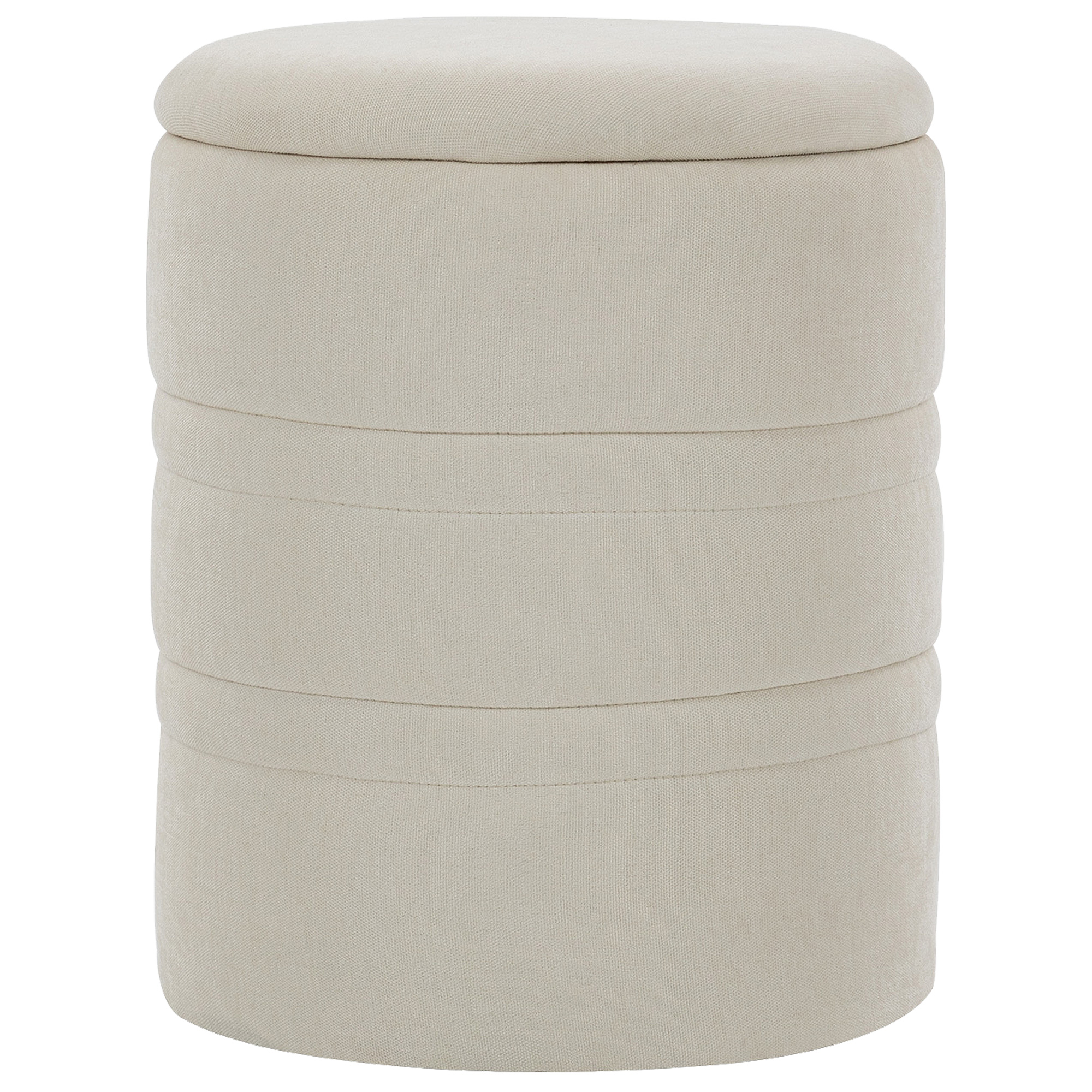 HOMCOM Pouf de Rangement en Chenille avec Couvercle, Tabouret Rond pour Salon et Chambre, Beige HOMCOM Pouf de Rangement en Chenille avec Couvercle, Tabouret Rond pour Salon et Chambre, Beige