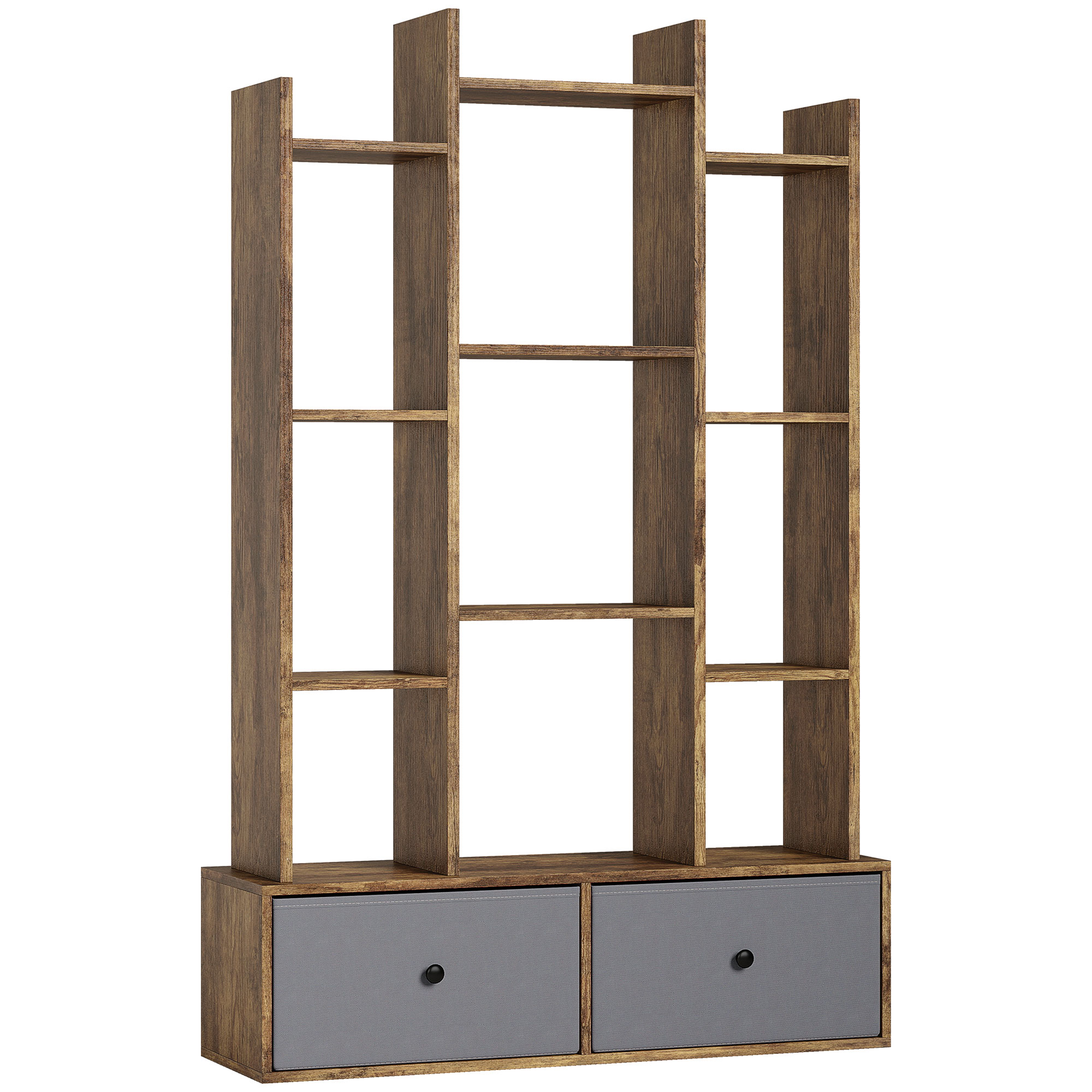 HOMCOM 12 Shelf Storage Unit, with Drawers – Brown HOMCOM 12 Shelf Storage Unit, with Drawers – Brown