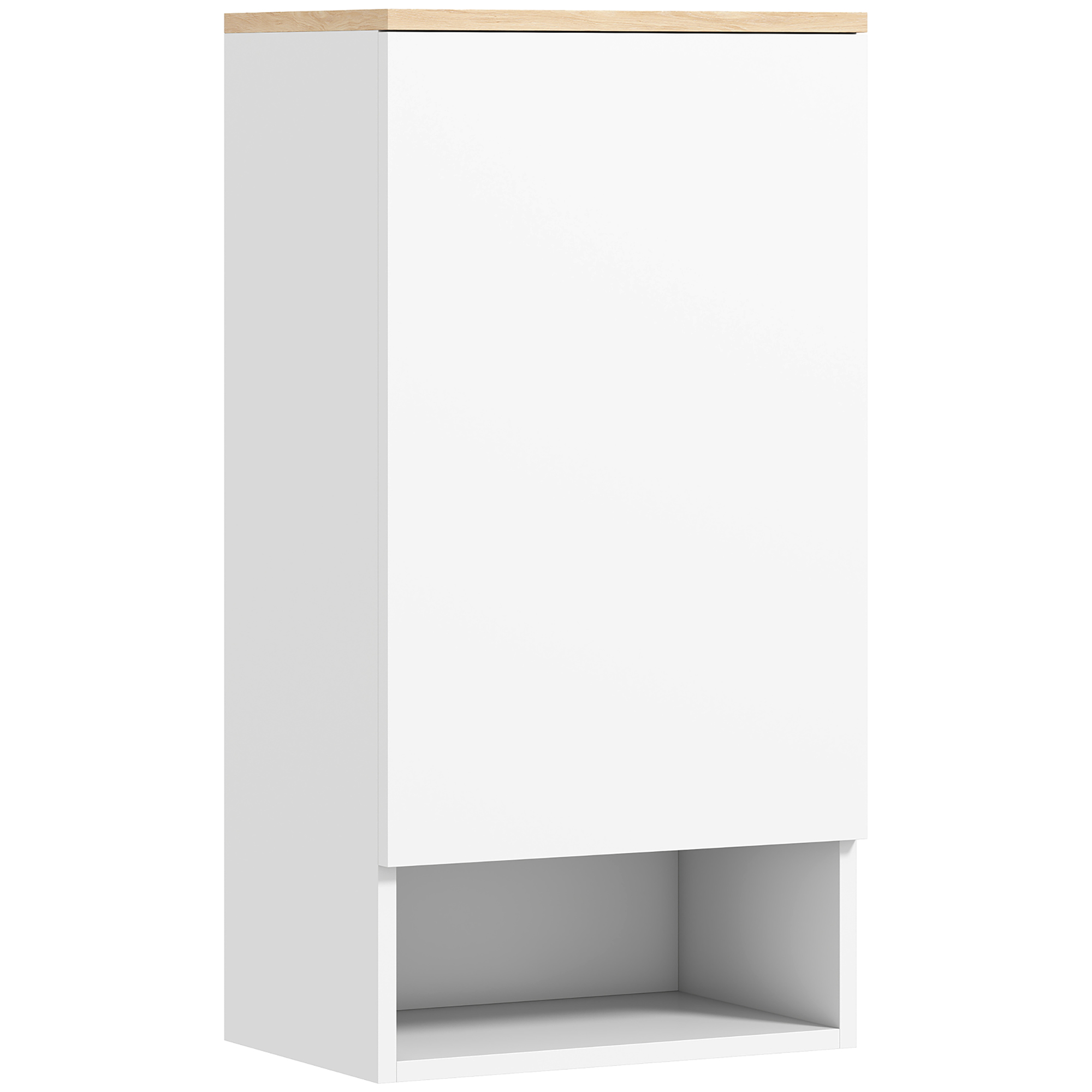 Wandmontierter Badezimmerschrank, Wandschrank für Badezimmer mit verstellbaren Ablagen, offenem Fach, Holz, Weiß