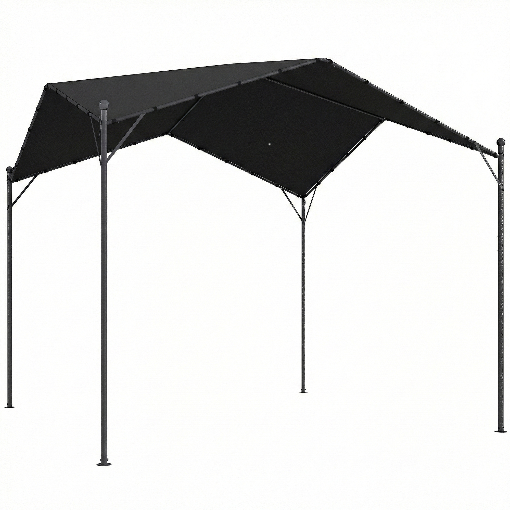 Pergola Pavillon 3x3m Wasserabweisend Stabil winterfest Sonnenschutz mit Satteldach Dreiecksverstrebungen
