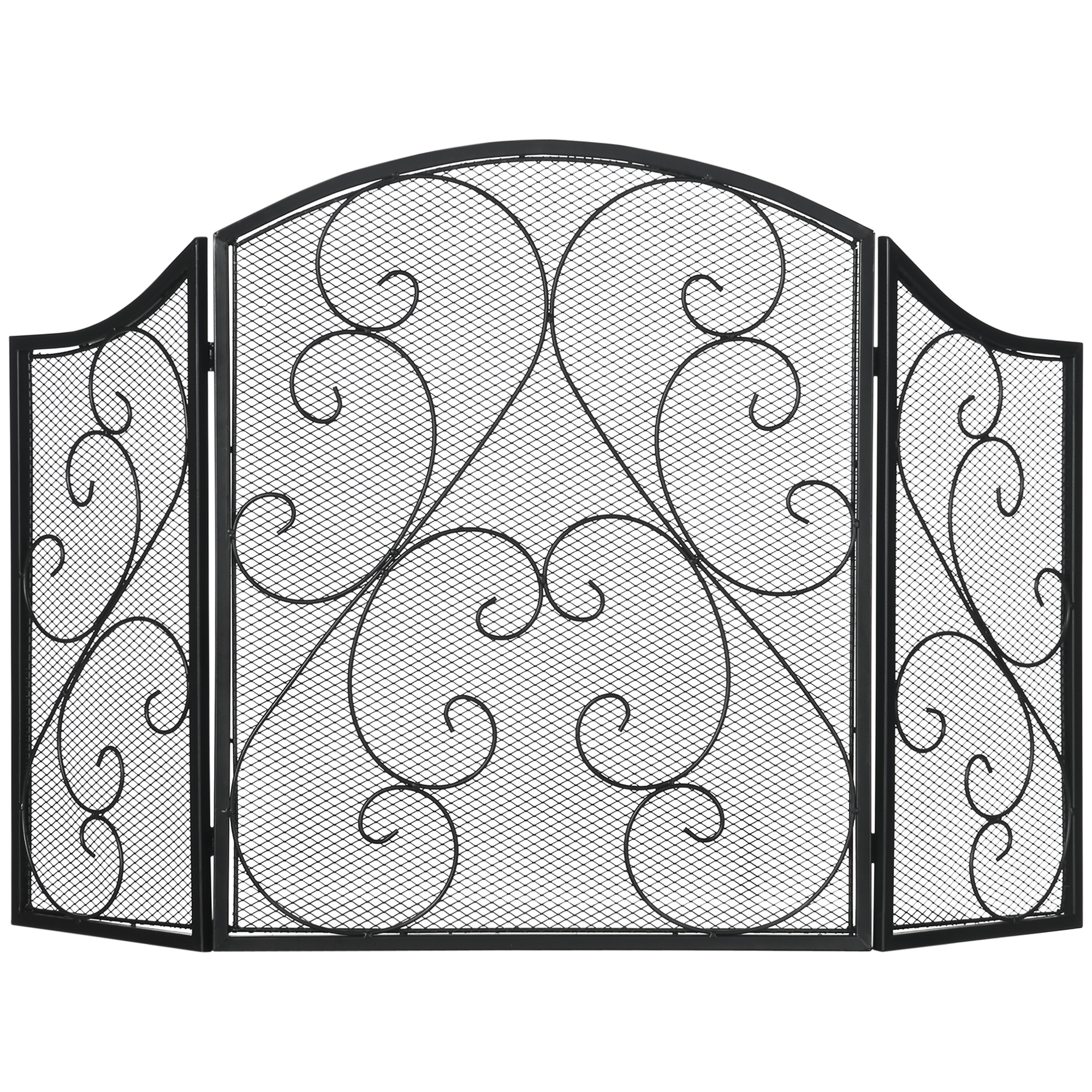 Kaminabdeckung, Funkenschutzgitter, Vintage-Design, 66 cm x 31 cm x 81 cm, Schwarz