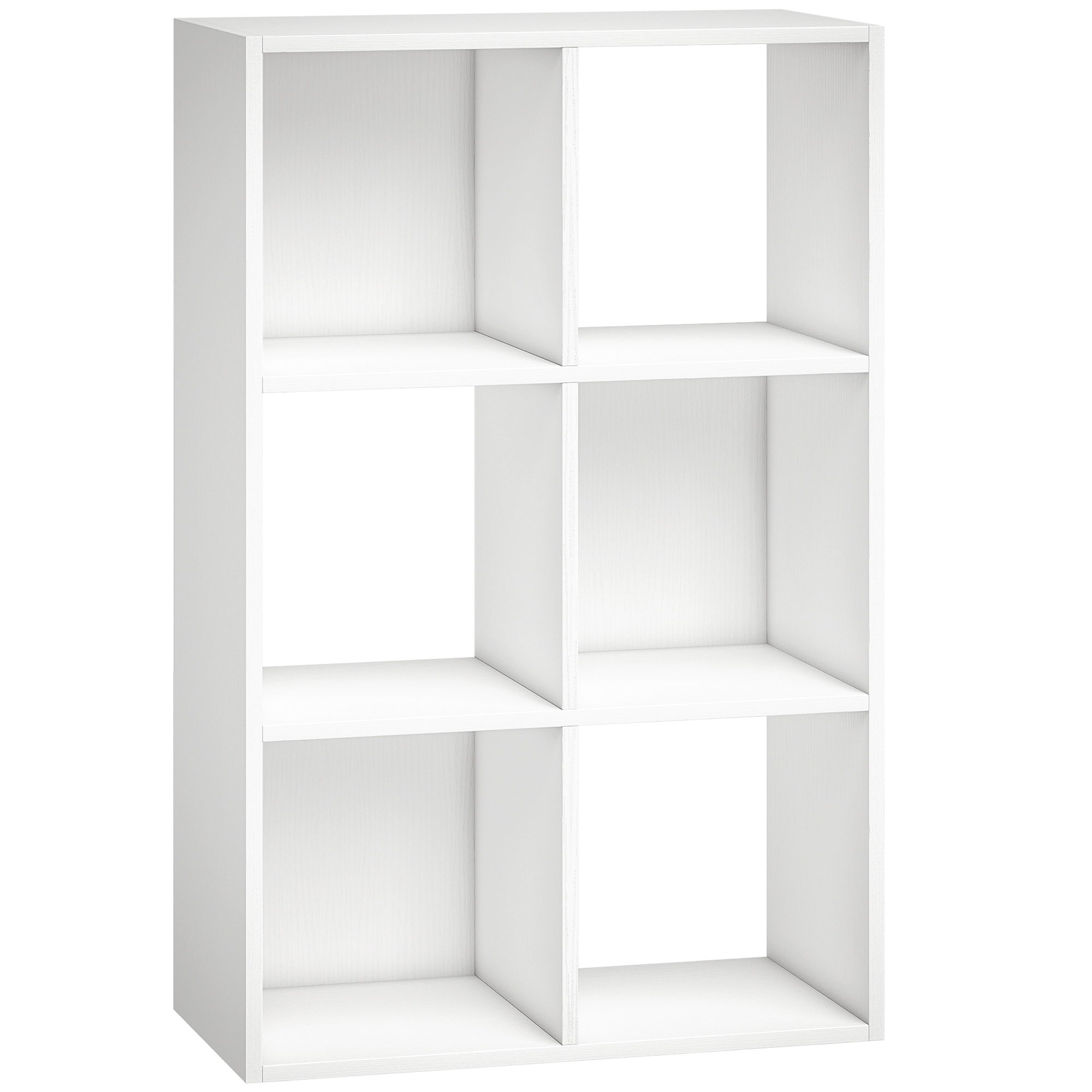 HOMCOM Industrial Style Storage Shelf, Bookcase, Bookshelf with 6 Compartments, for Living Room, Home Study, White Wood Effect HOMCOM Industrial Style Storage Shelf, Bookcase, Bookshelf with 6 Compartments, for Living Room, Home Study, White Wood Effect