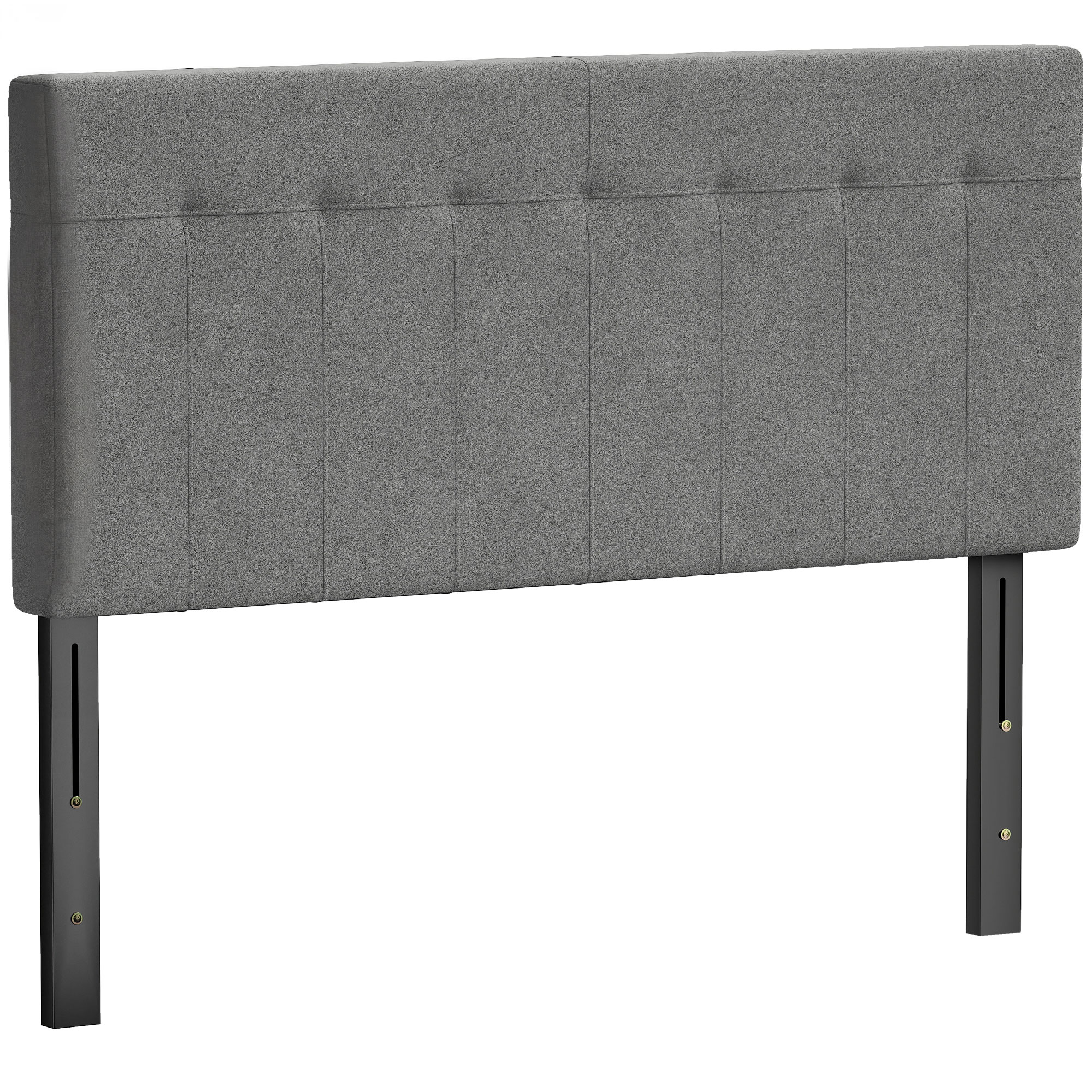 Kopfteil 3-fach höhenverstellbar Bettkopfteil mit Metallbeinen Samtoptik für Schlafzimmer 140x10x106/116/126 cm Grau