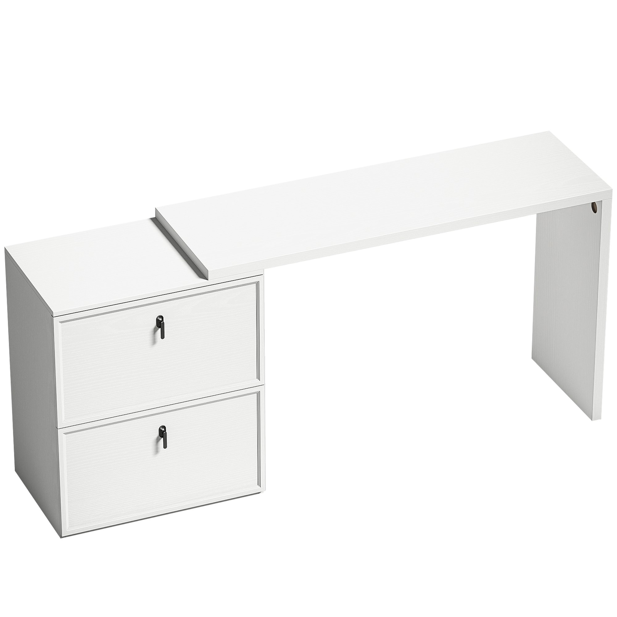 HOMCOM Escritorio Reversible en Forma de L con 2 Cajones Archivadores Diseño Moderno para Espacios Pequeños Oficina Blanco
