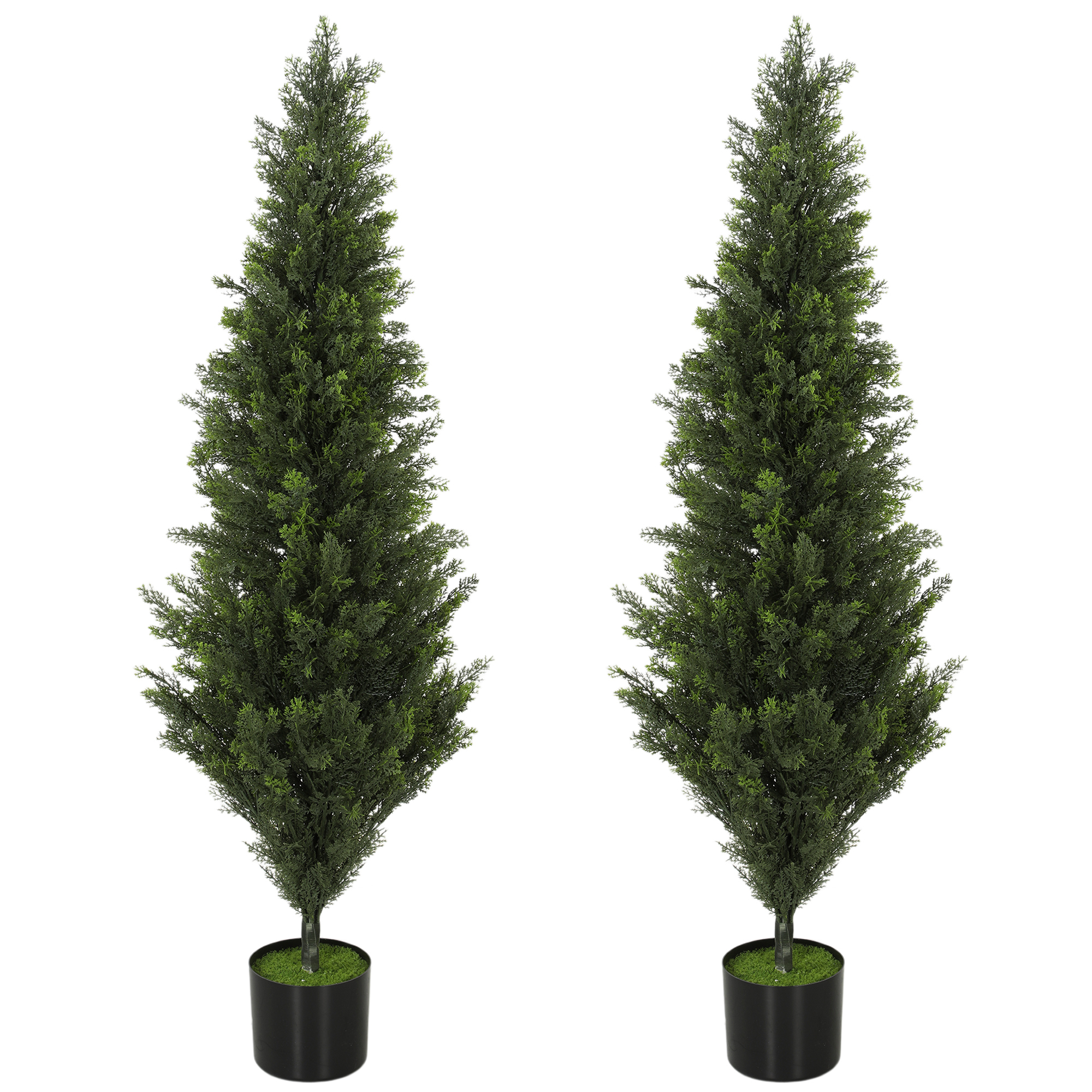 HOMCOM Set of 2 Decorative Artificial Plants Cypress in Weighted Pot, Fake Plant with 1092 Leaves, 120 cm HOMCOM Set of 2 Decorative Artificial Plants Cypress in Weighted Pot, Fake Plant with 1092 Leaves, 120 cm