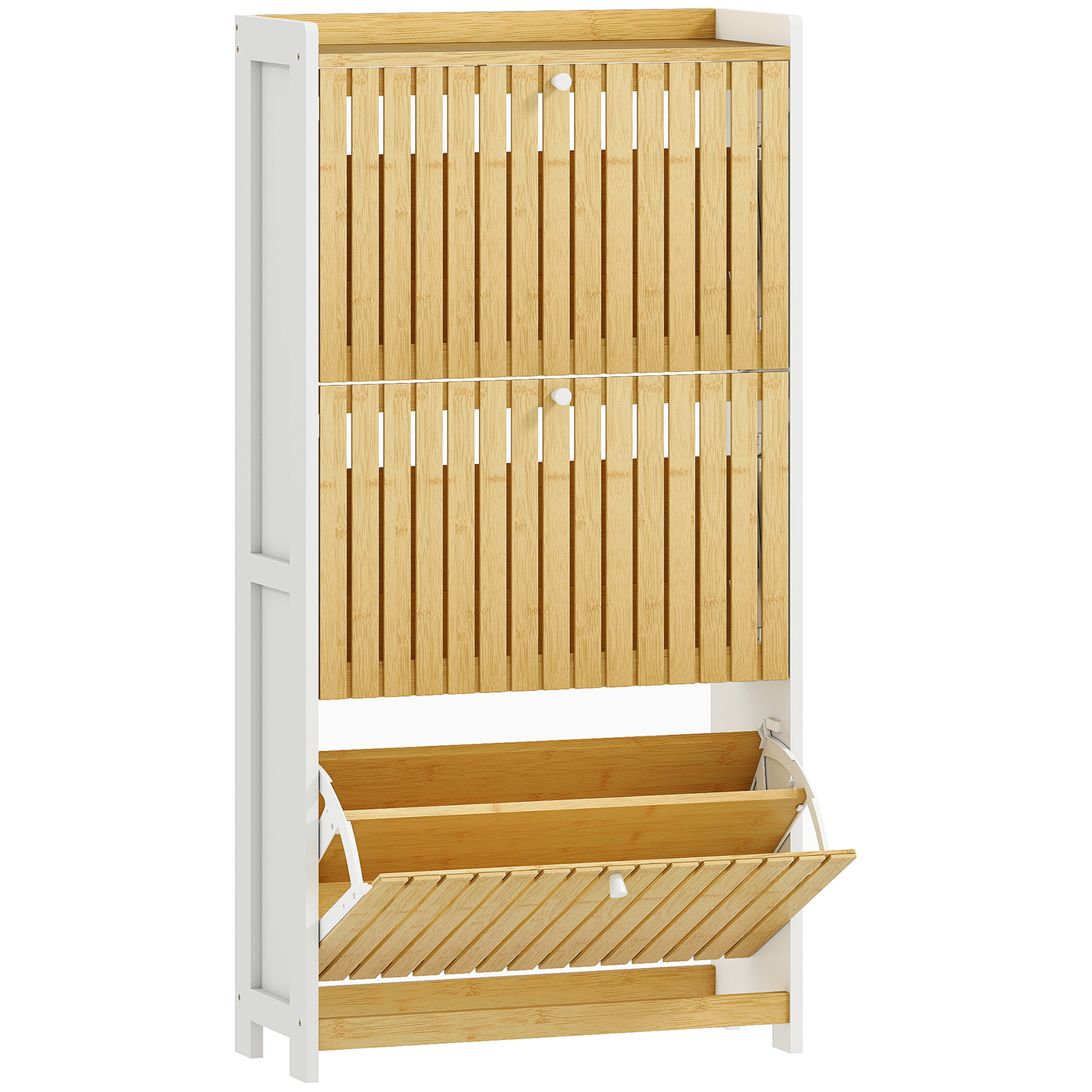HOMCOM off-white storage unit in bamboo (ref. 837-592V01WT)