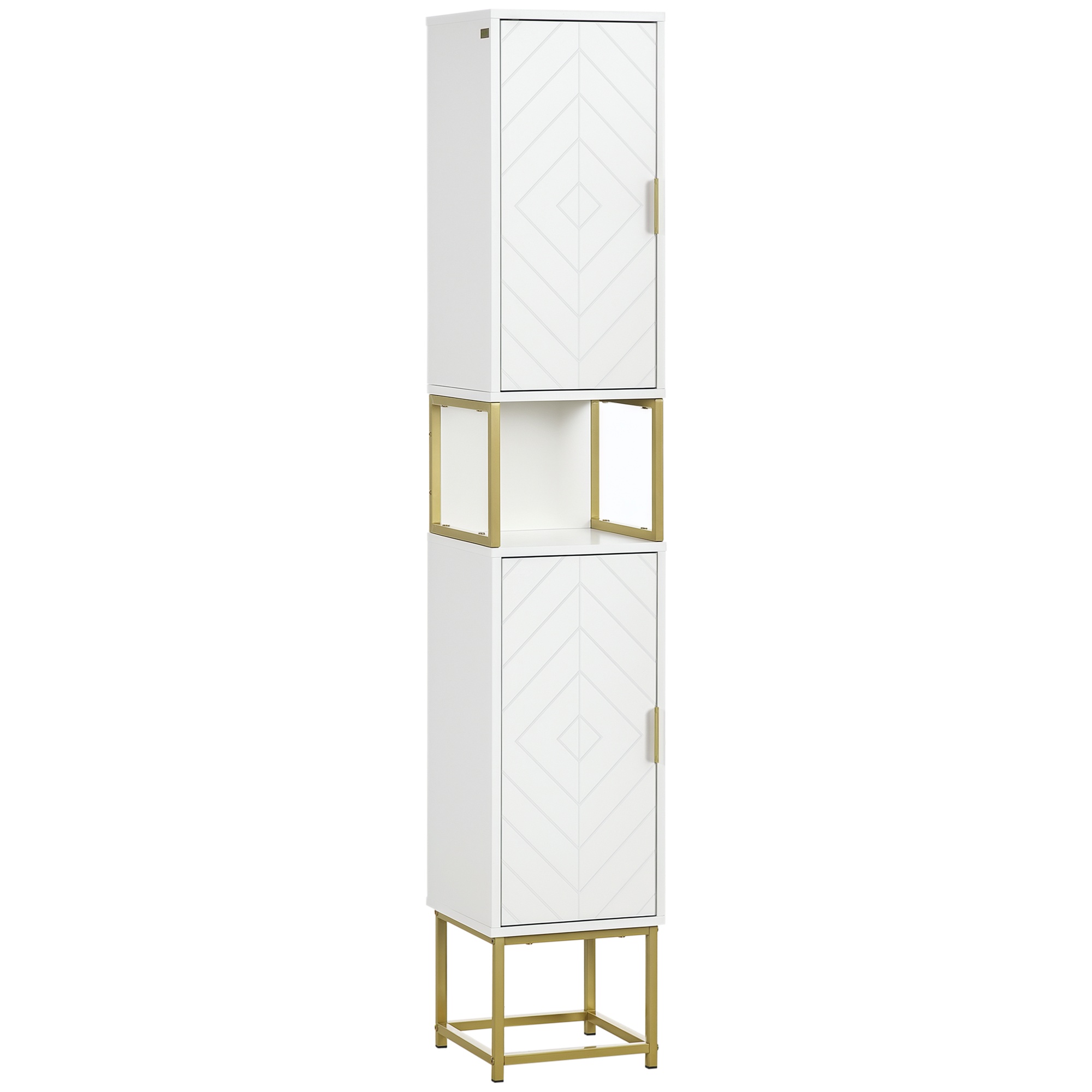 kleankin Meuble colonne rangement salle de bain meuble de rangement avec niche et 2 placards étagère réglable pieds en acier Aosom France kleankin Meuble colonne rangement salle de bain meuble de rangement avec niche et 2 placards étagère réglable pieds en acier Aosom France