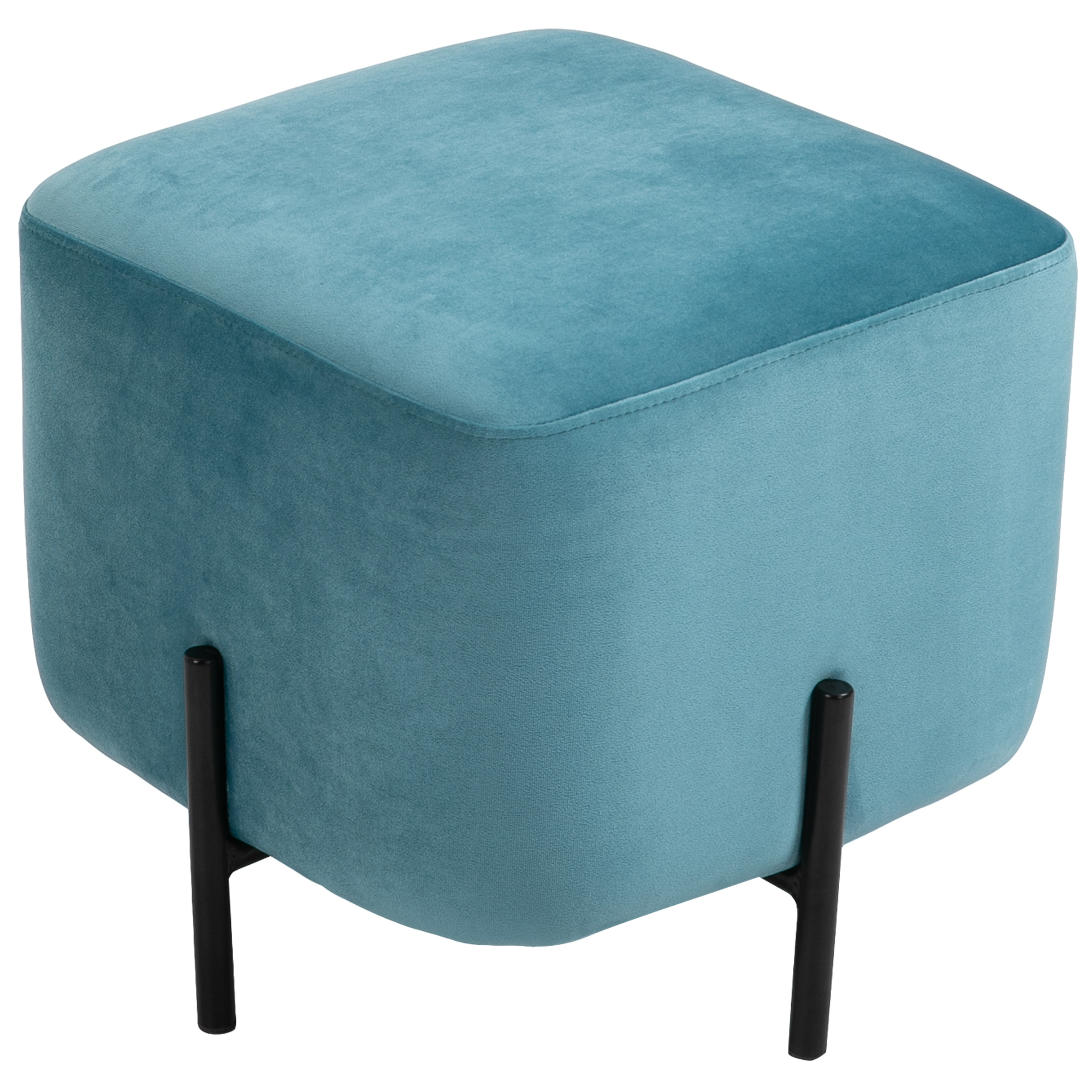 Footstool Footrest Padded Polyester Steel Foam Turquoise 44.5 x 44.5 x 41.5 cm