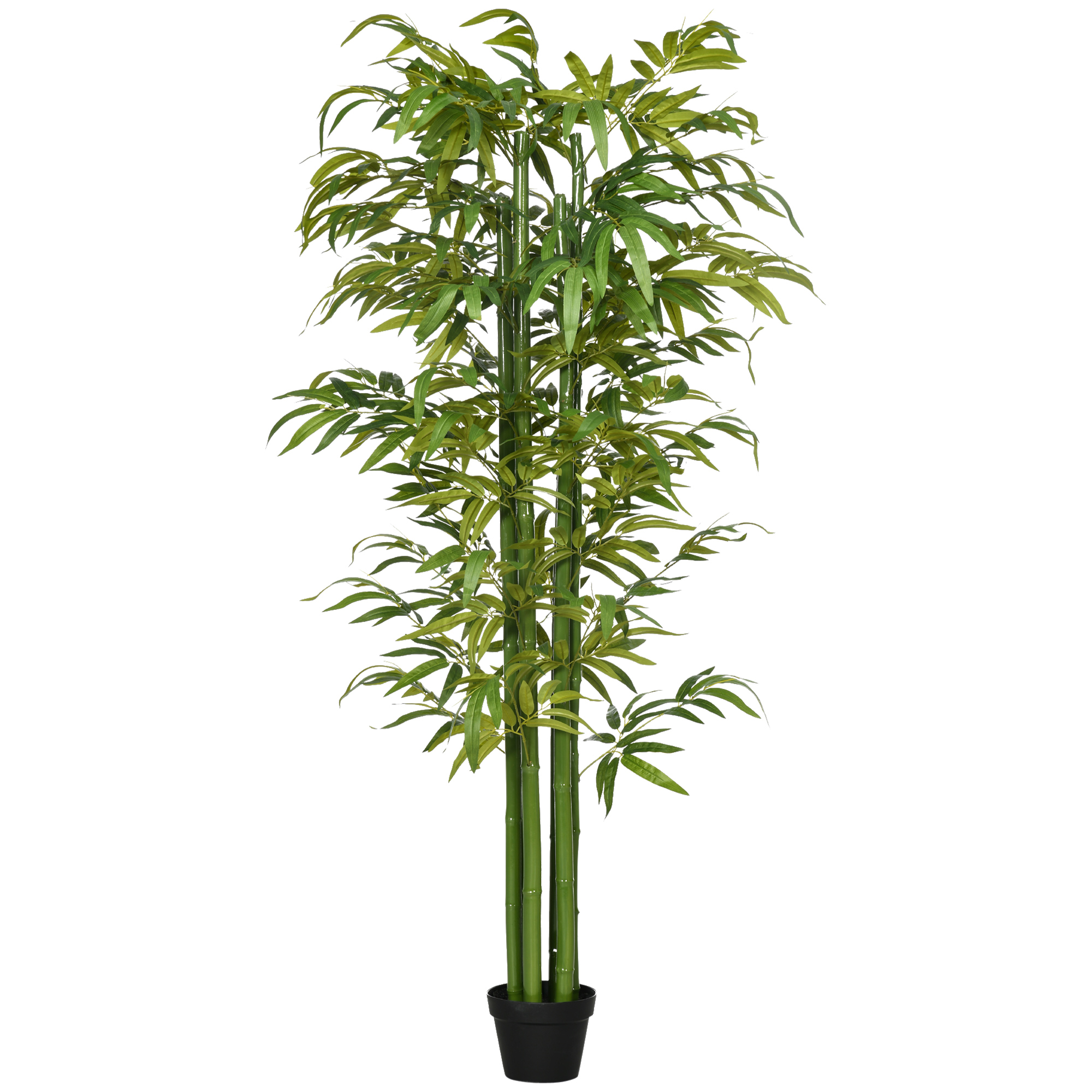 Kunstbambus, realistisches Aussehen, mit Blumentopf, für Indoor, 180 cm, Grün/Schwarz