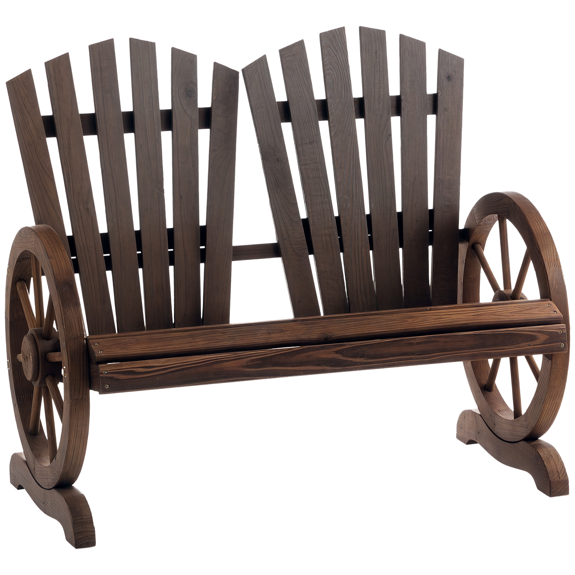Outsunny Banc de Jardin 2 Places Adirondack Style Rustique Chic accoudoirs Roues Charette Bois Sapin traité carbonisation Outsunny Banc de Jardin 2 Places Adirondack Style Rustique Chic accoudoirs Roues Charette Bois Sapin traité carbonisation