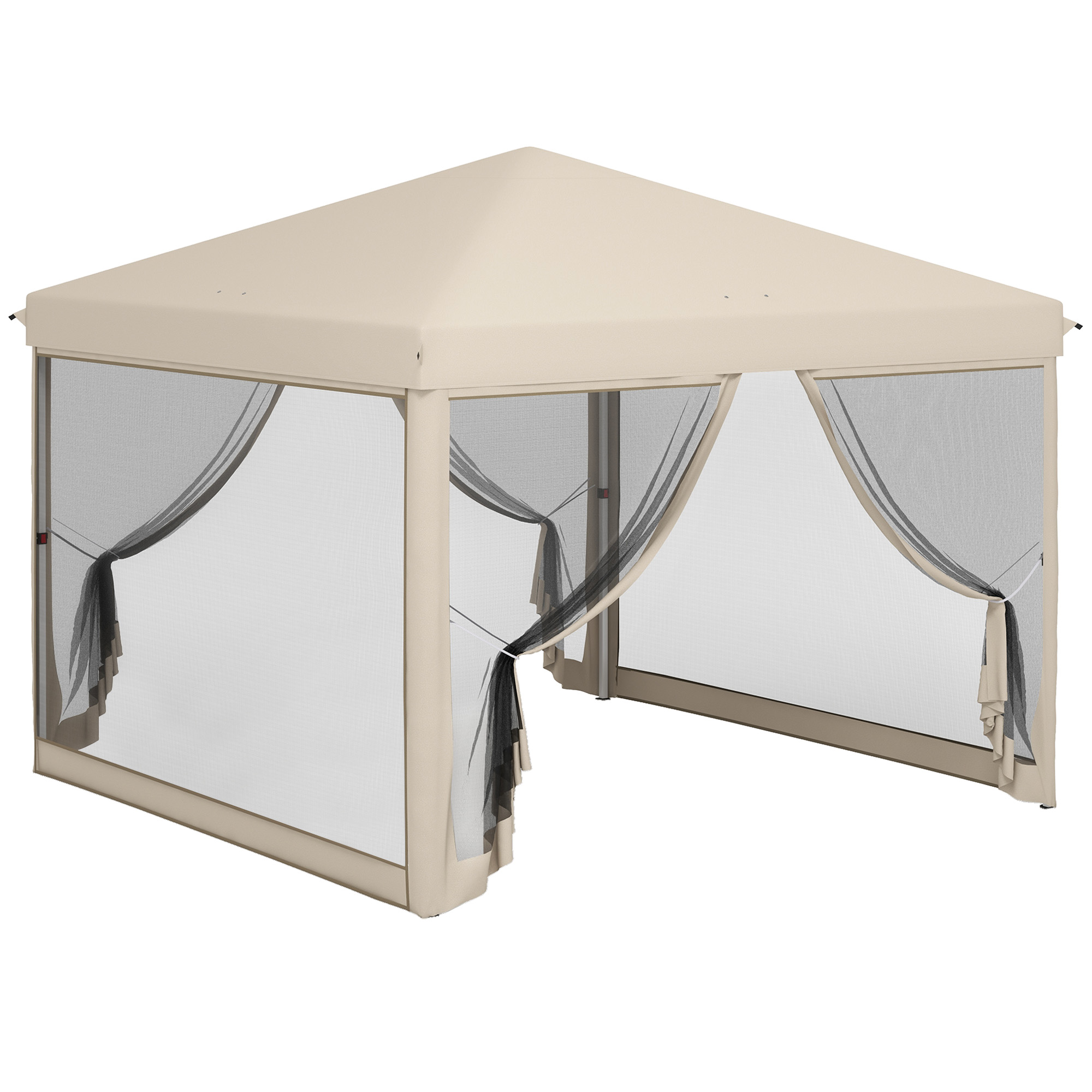 Outsunny Tonnelle Barnum Pliant Pop-up imperméabilisé Style Colonial 3L x 3l x 2,65H m 4 moustiquaires + Sac de Transport