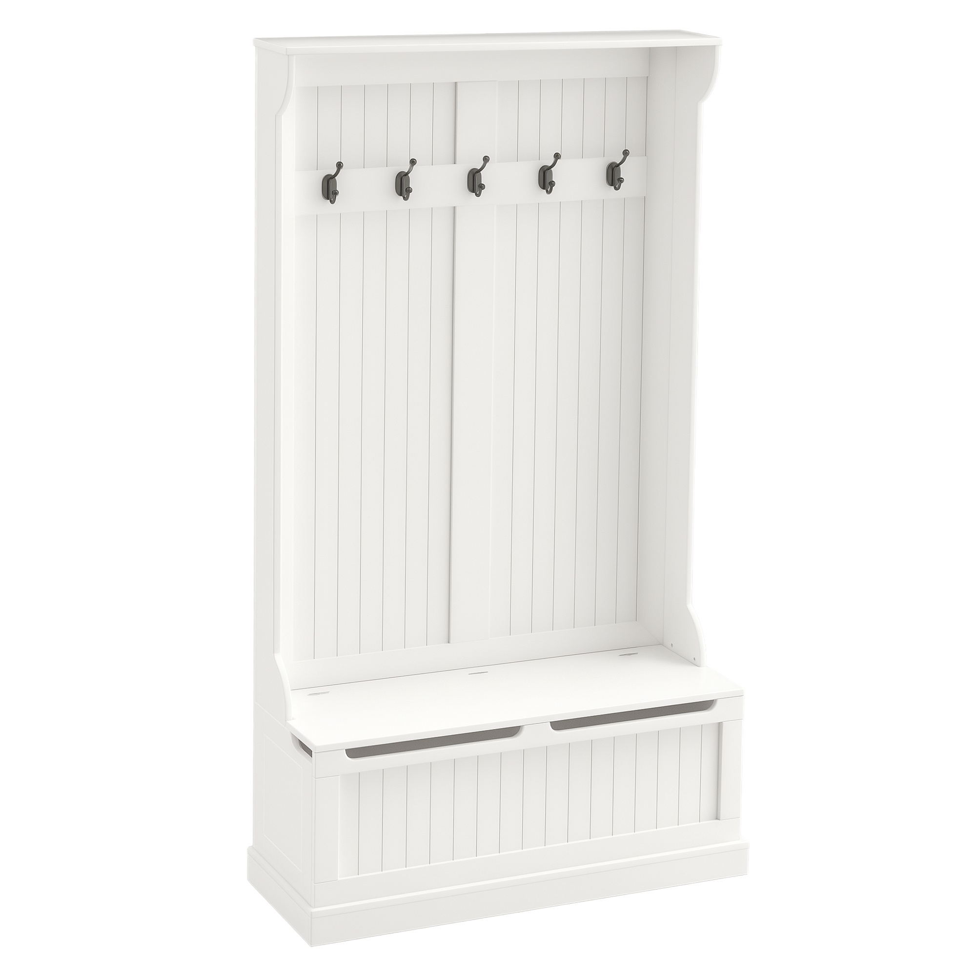 HOMCOM Appendiabiti da Terra 179.7cm con Panca Porta Scarpe, 5 Ganci, Dispositivo Antiribaltamento, per Ingresso, Crema   Aosom Italy