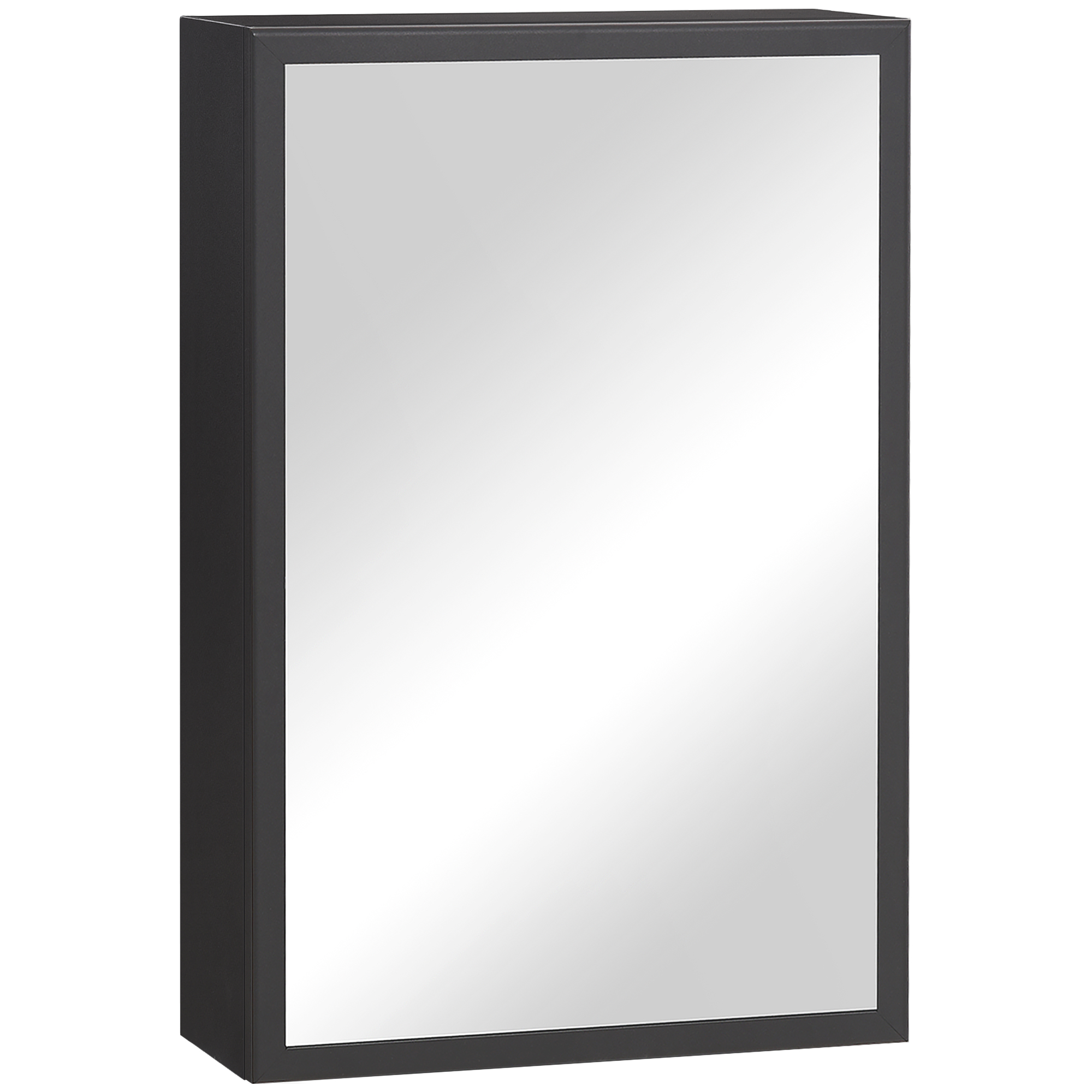 Kleankin - Spiegelschrank Badspiegelschrank mit 3 Schichten Hängeschrank mit Spiegel Wandschrank für Badezimmer Schlafzimmer Edelstahl Schwarz