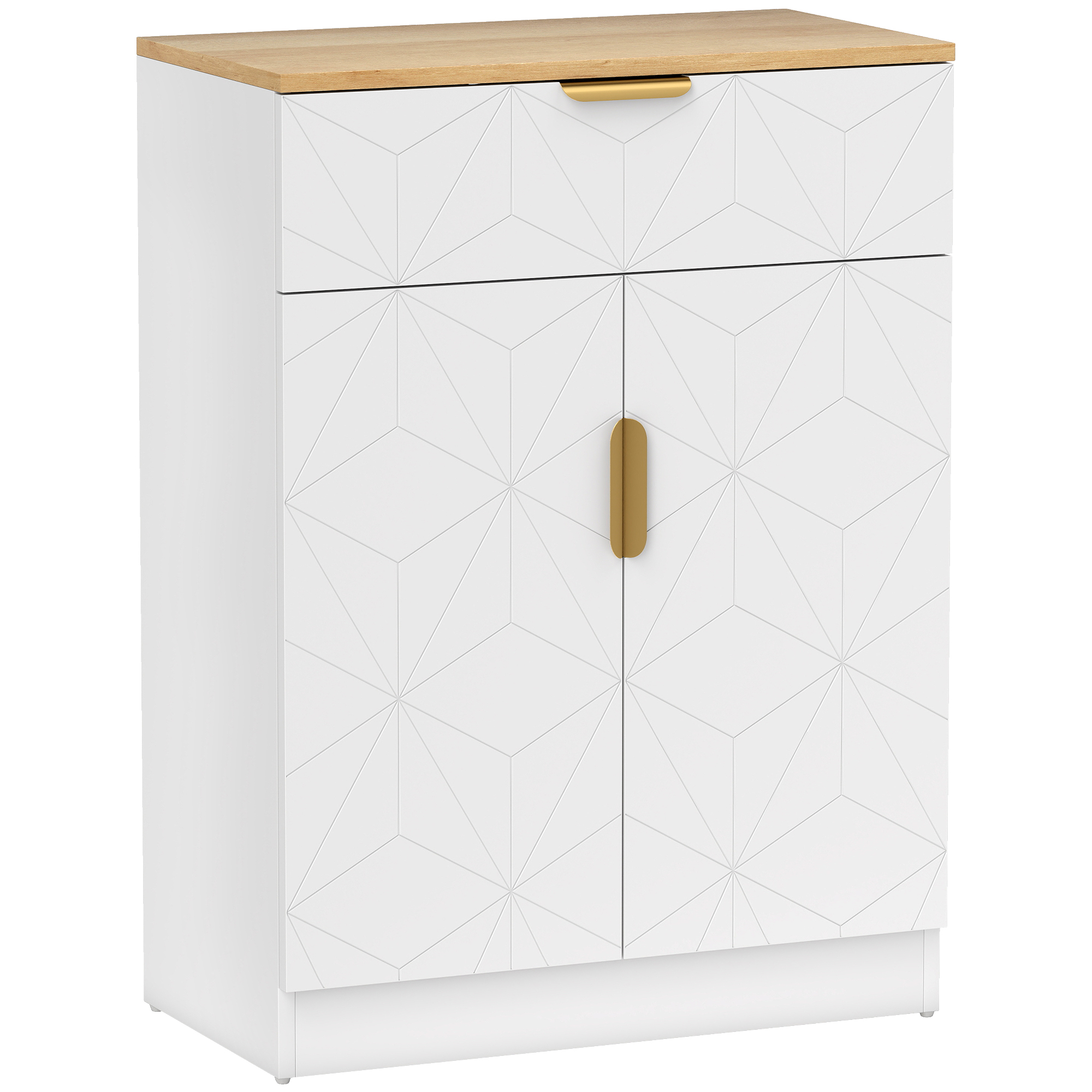 Modern Sideboard, Storage Cabinet with Drawer and Adjustable Shelf, White