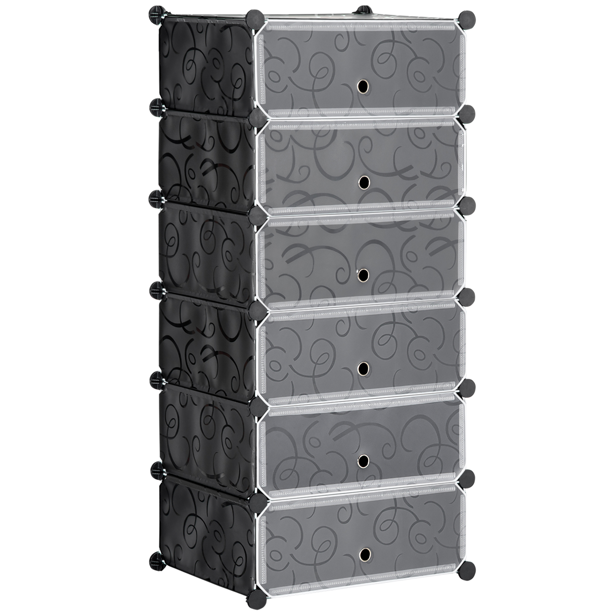 Modulares Regalsystem für 6 Paar Schuhe, 49 cm x 36,5 cm x 108 cm, Schwarz