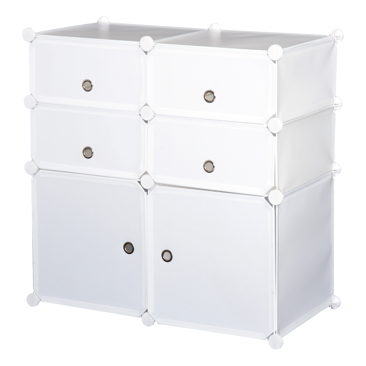 Schuhschrank, Regal mit Aufbewahrungsboxen, Kleiderschrank, Kunststoff, Stahl, Weiß, 75 x 37 x 73 cm