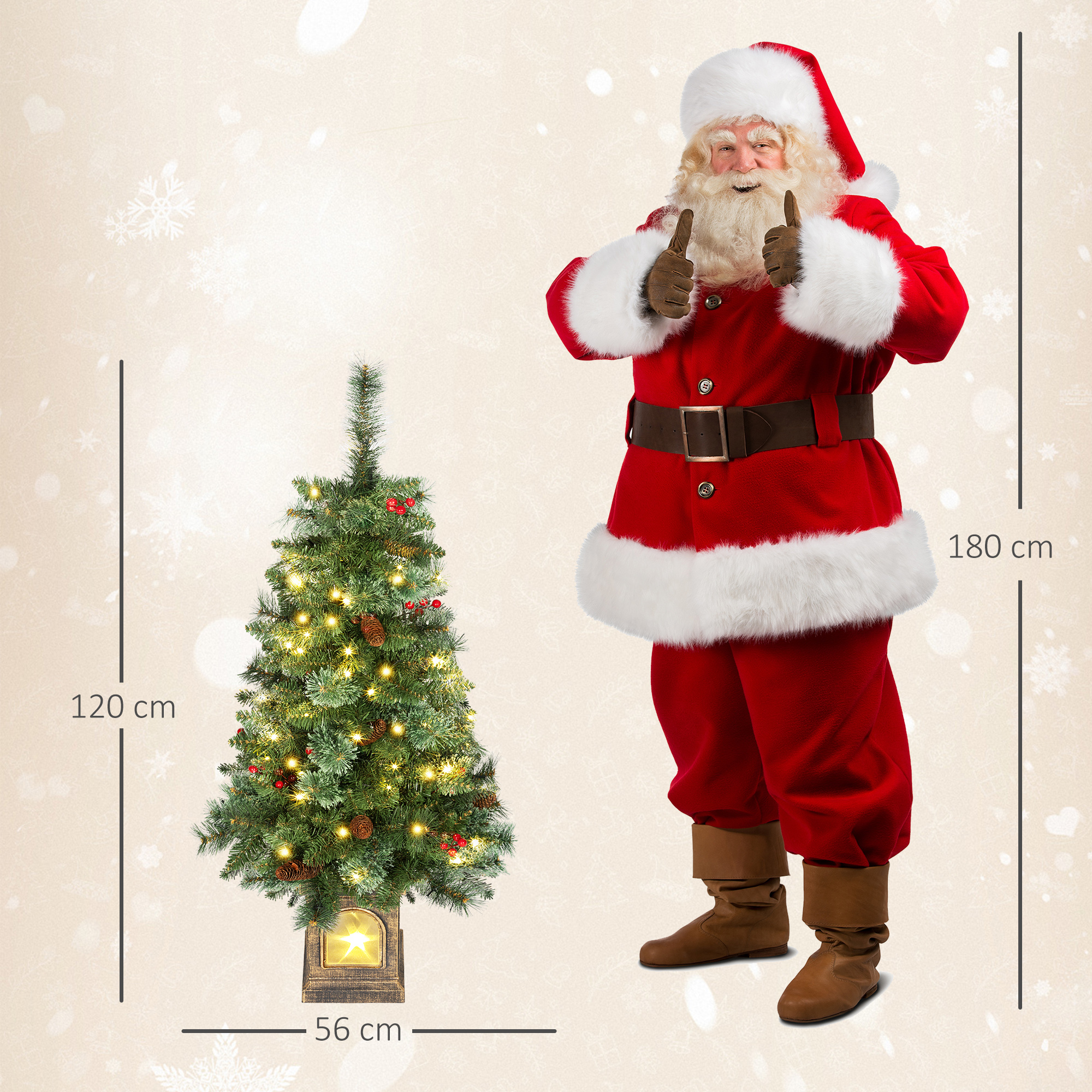 Kunstlik jõulupuu 120 cm, kunstkuusk 100 LED-tulega, 8 režiimi, 214 otsaga