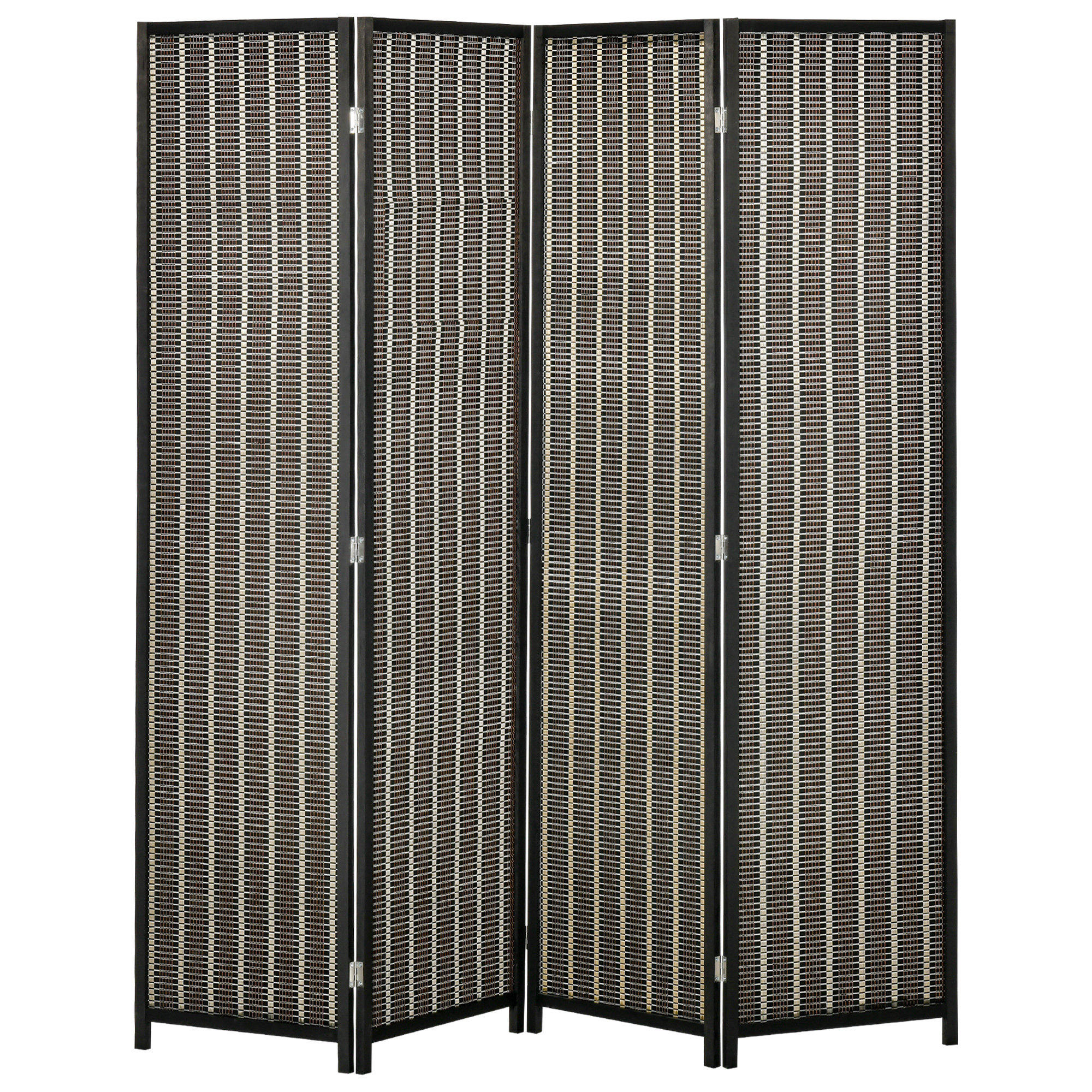 Raumteiler, faltbar, Kiefernholz/Bambus, 180 x 180 cm, Braun/Schwarz