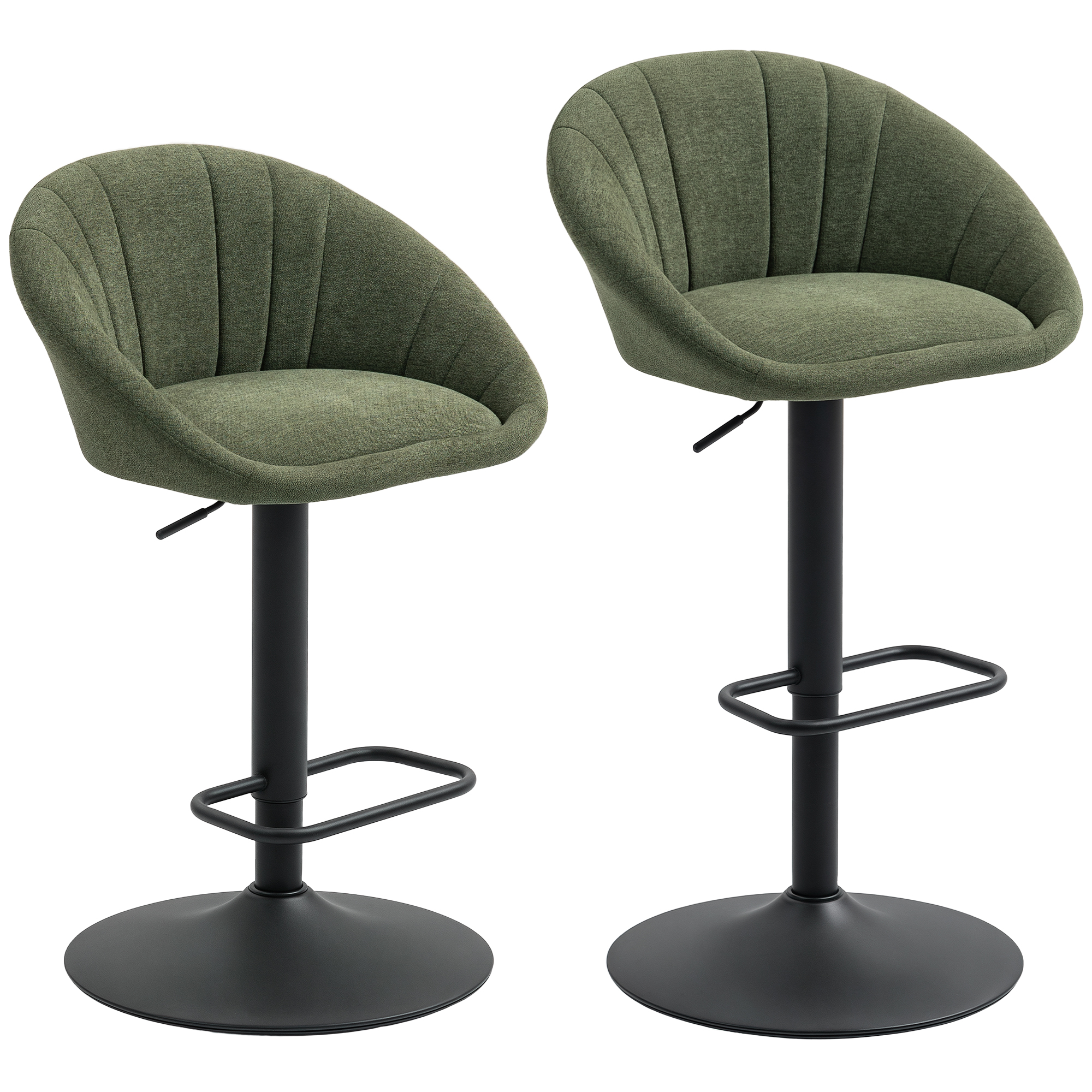 HOMCOM Set of Two Relaxed Tub Bar Stools – Dark Green