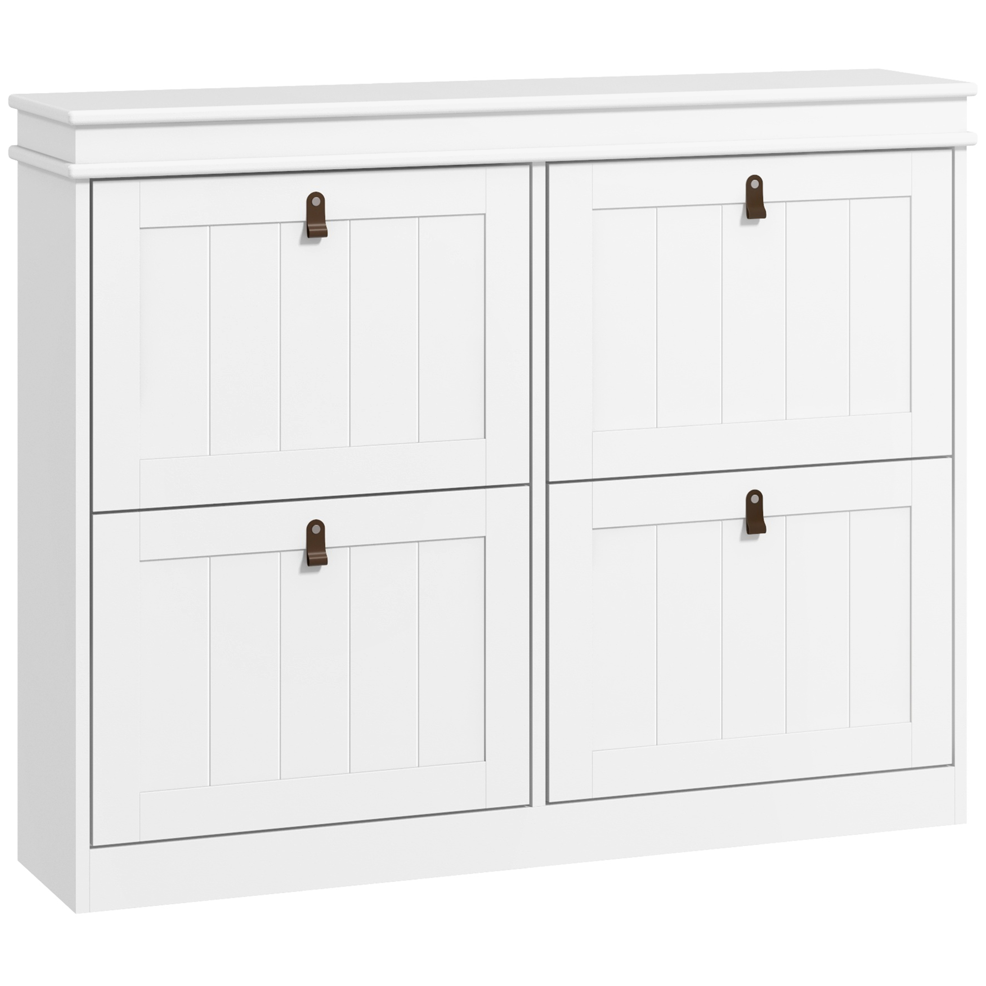 HOMCOM Zapatero Estrecho de Entrada con 4 Trampones Estantes Ajustables 20 Pares Zapatos Antivuelco Blanco 105x24x82.5 cm | Aosom España