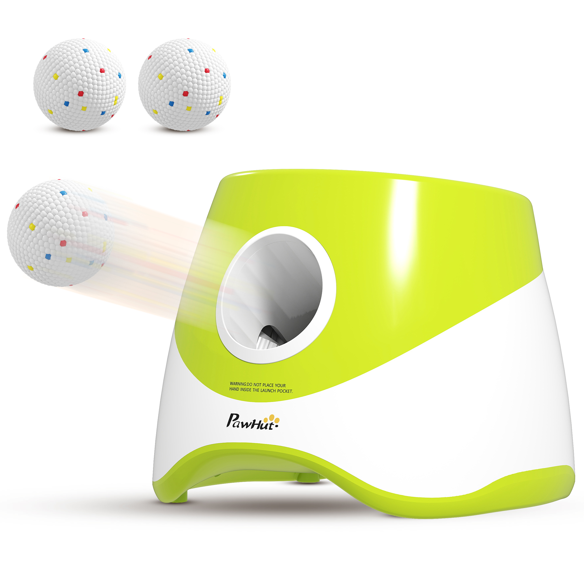 PawHut Lanceur de Balles Automatique avec 5 Balles en ETPU, 3 Réglages de Distance 6m/10m/14m, Intérieur et Extérieur, Vert PawHut Lanceur de Balles Automatique avec 5 Balles en ETPU, 3 Réglages de Distance 6m/10m/14m, Intérieur et Extérieur, Vert