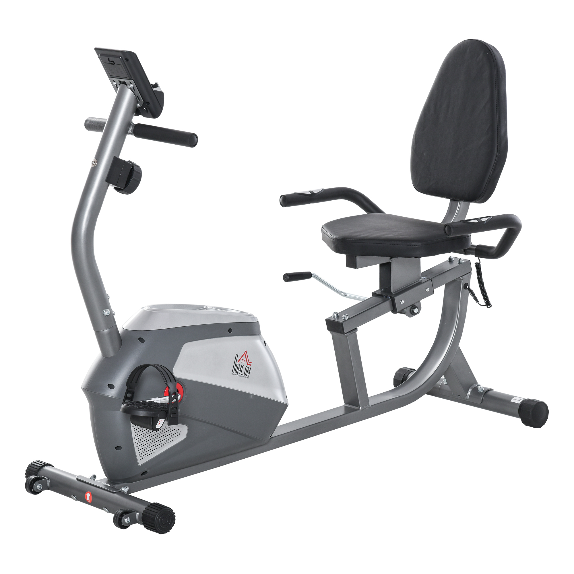 Liegeergometer mit LCD-Anzeige 8 stufig einstellbarem Magnetwiderstand Liegefahrrad Heimtrainer mit Herzfrequenzsensoren, verstellbarer Rückenlehne, Sitzergometer für Senioren bis 110 kg