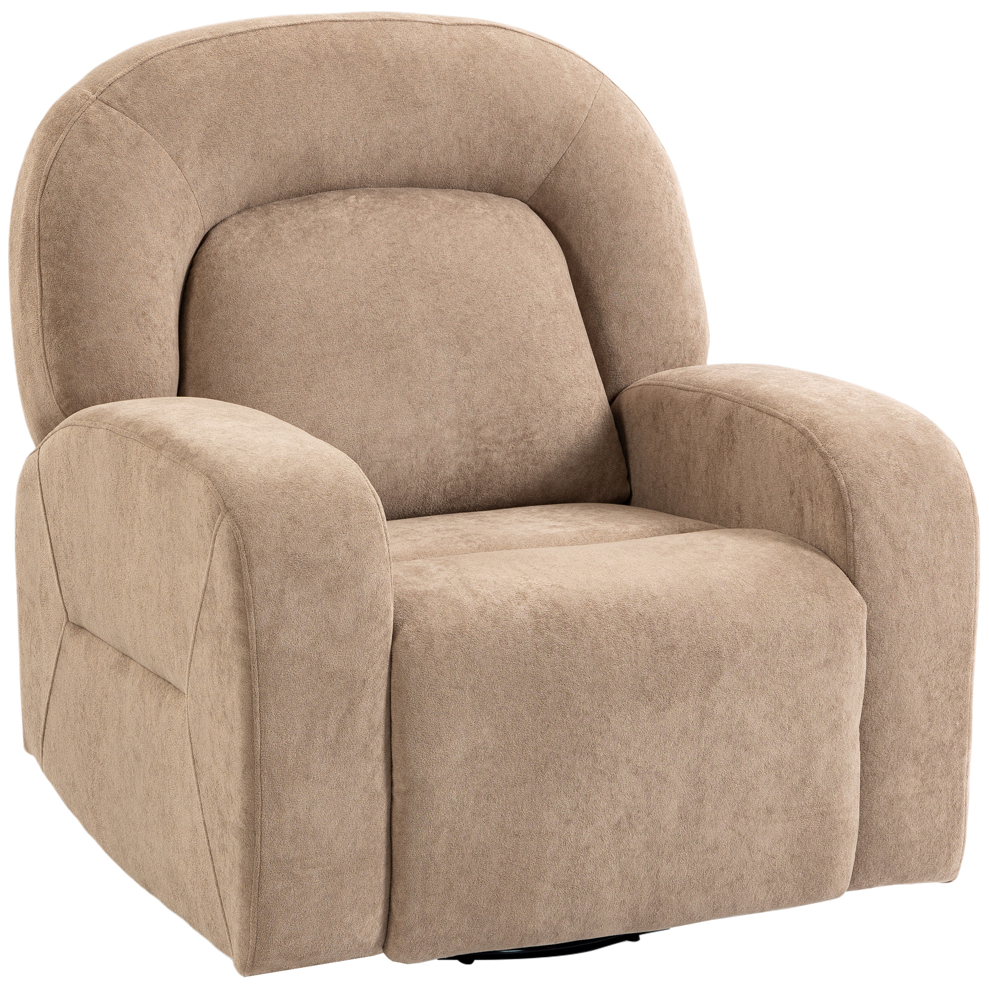 Relaxsessel, 360° Drehbarer Liegesessel mit Wolkenweichem Samtstoff, Breitem Sitz, für Wohnzimmer, Khaki