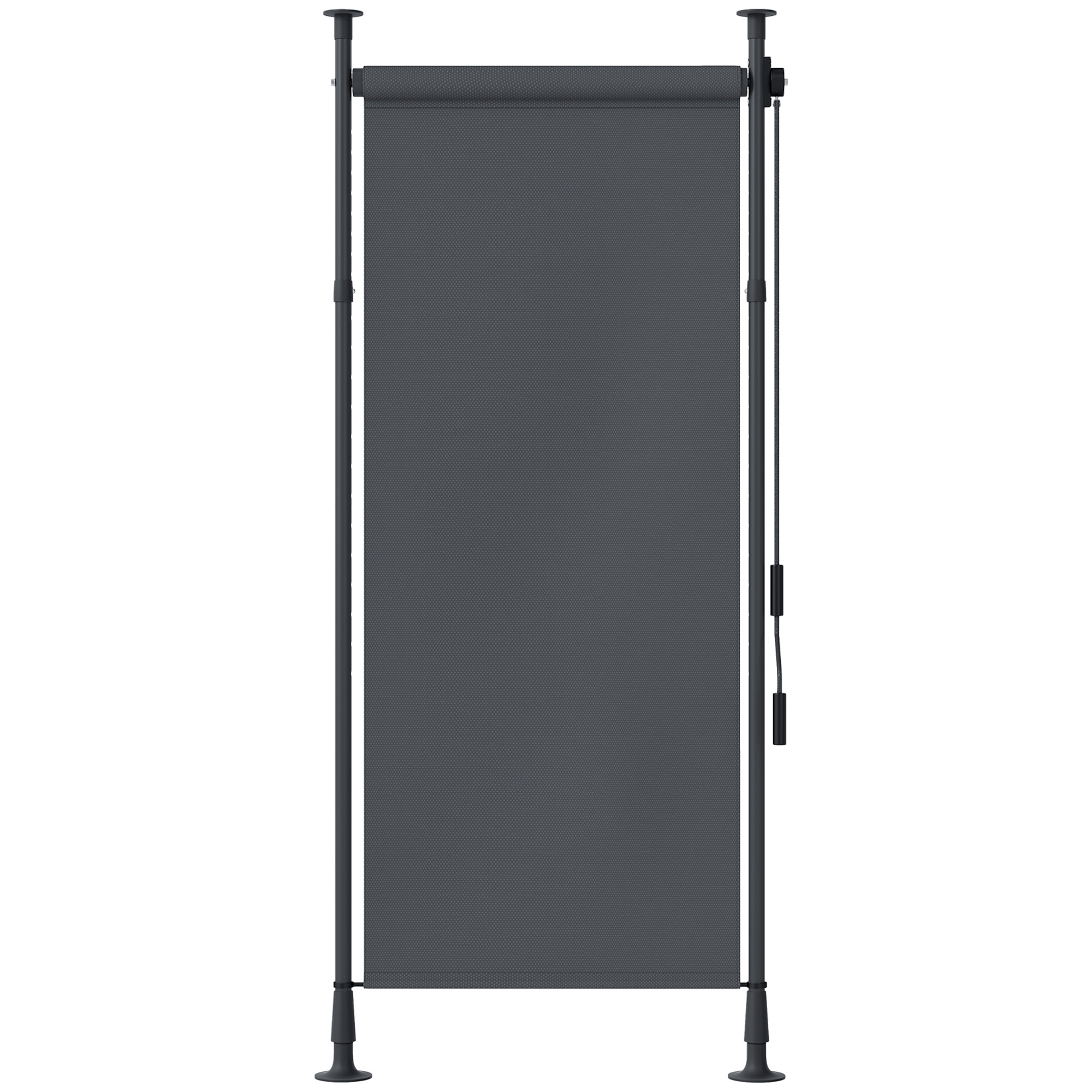 Freistehende Markise, verstellbare Länge, Montage ohne Bohren, Aluminiumrahmen, 1,2 x 2,2-3,1 m, Dunkelgrau