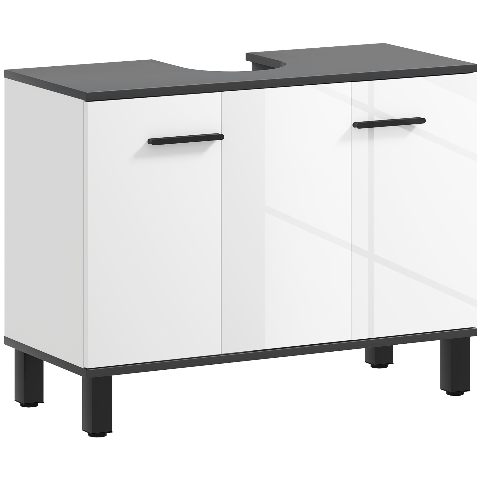 HOMCOM Mueble bajo Lavabo con 2 Puertas y Estantes Ajustables para Lavabo con o sin Pedestal 80x34x60 cm Blanco