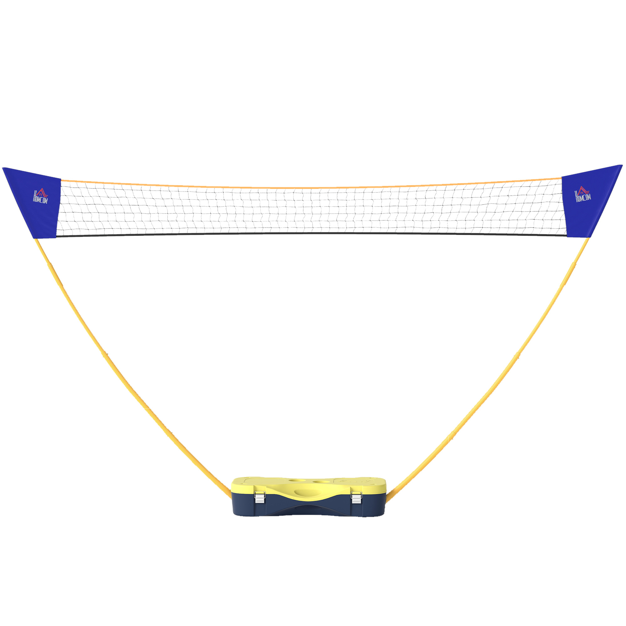 HOMCOM Badminton Netz mit Stand, tragbarer Netzständer für Badminton, inklusive 4 Badminton-Schlägern, Gelb und Blau   Aosom.de