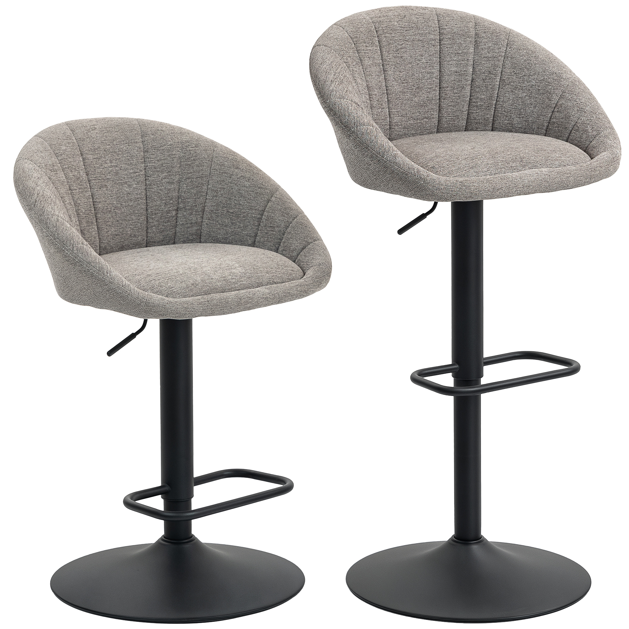 HOMCOM Set of Two Relaxed Tub Bar Stools – Grey