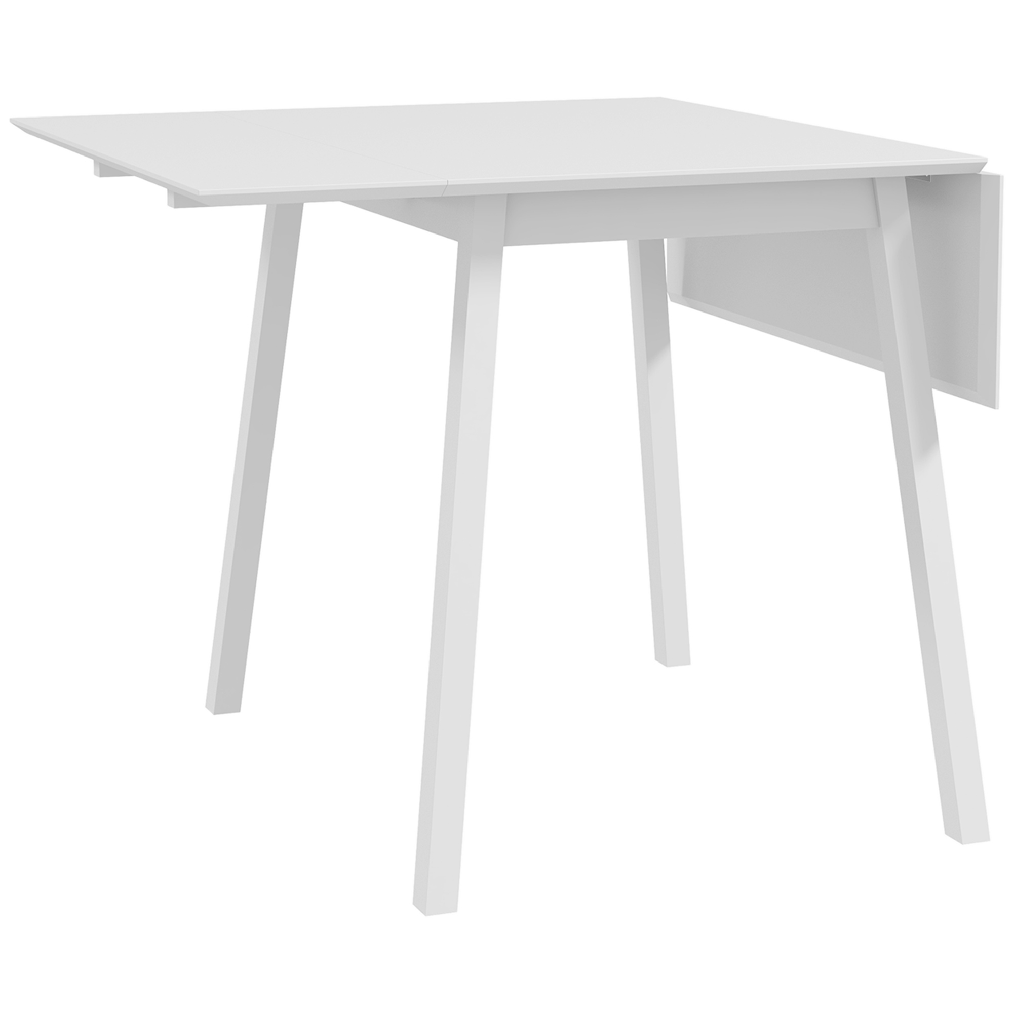 Homcom White Solid Wood Folding Dining Table, Drop Leaf Table For 2-4 People, Rectangle Kitchen Table For Small Space,