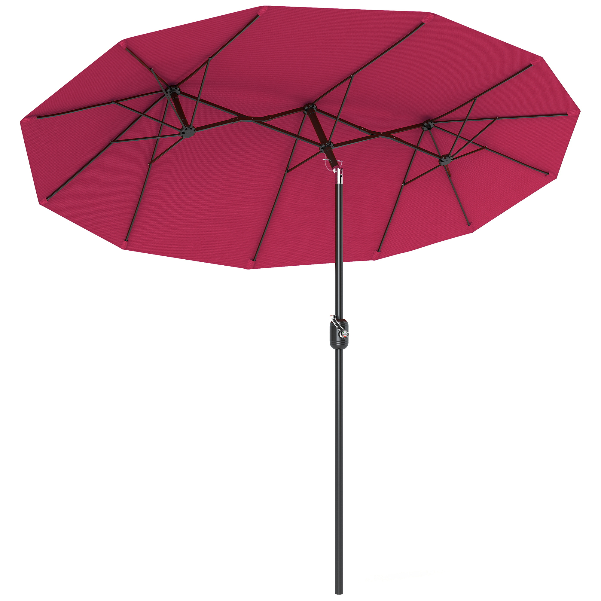 Outsunny Sombrilla Doble para Jardín 295x152x222 cm on Inclinación de 45° y Manivela Manual para Terraza Balcón Piscina Rojo | Aosom España