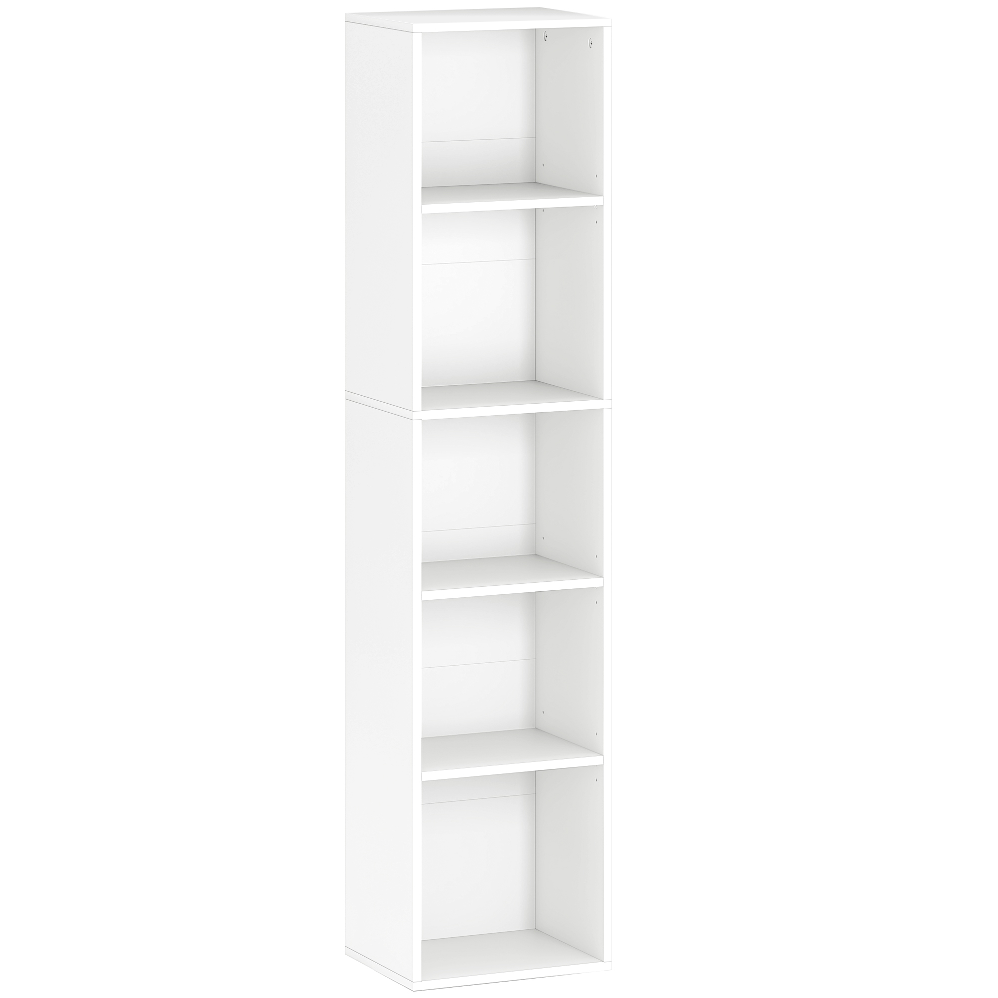 Bücherregal, 5 Fächer, verstellbare Regale, Holz, 30 x 24 x 133,5 cm, Weiß