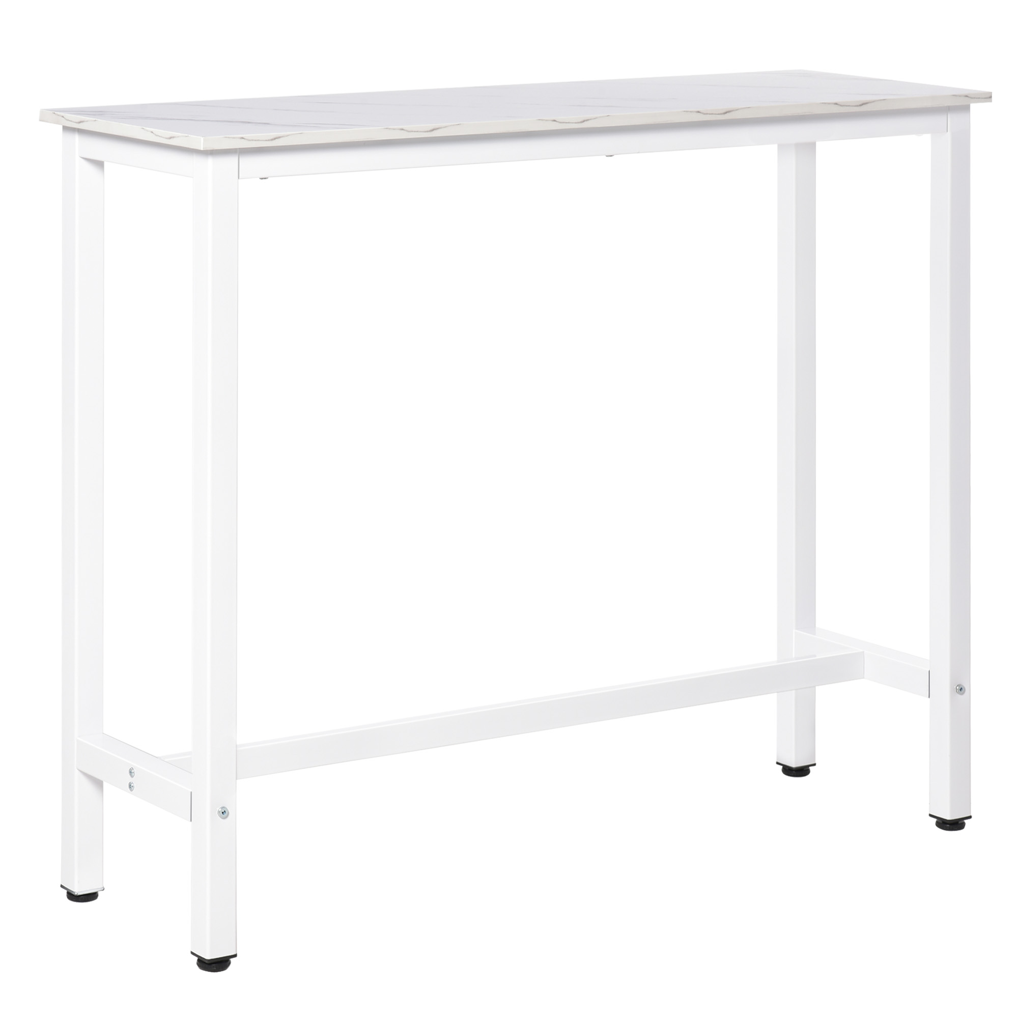 HOMCOM Table de bar table haute de cuisine mange-debout 120 x 40 x 100 cm châssis piètement acier, plateau aspect marbre blanc HOMCOM Table de bar table haute de cuisine mange-debout 120 x 40 x 100 cm châssis piètement acier, plateau aspect marbre blanc