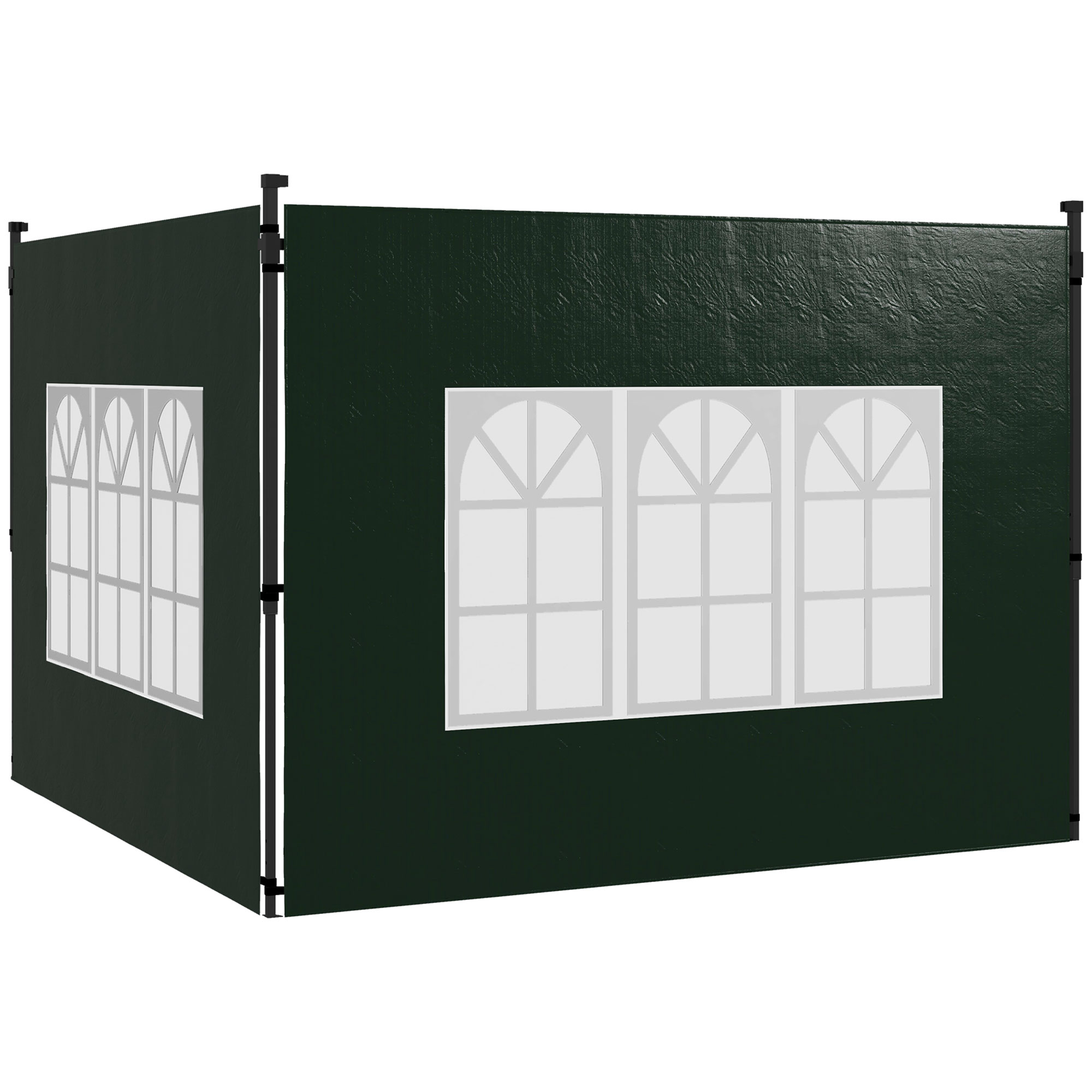 2-Piece Set Side Walls for Pavilion 3x3 3x6 Waterproof Side Panels with Window Dark Green