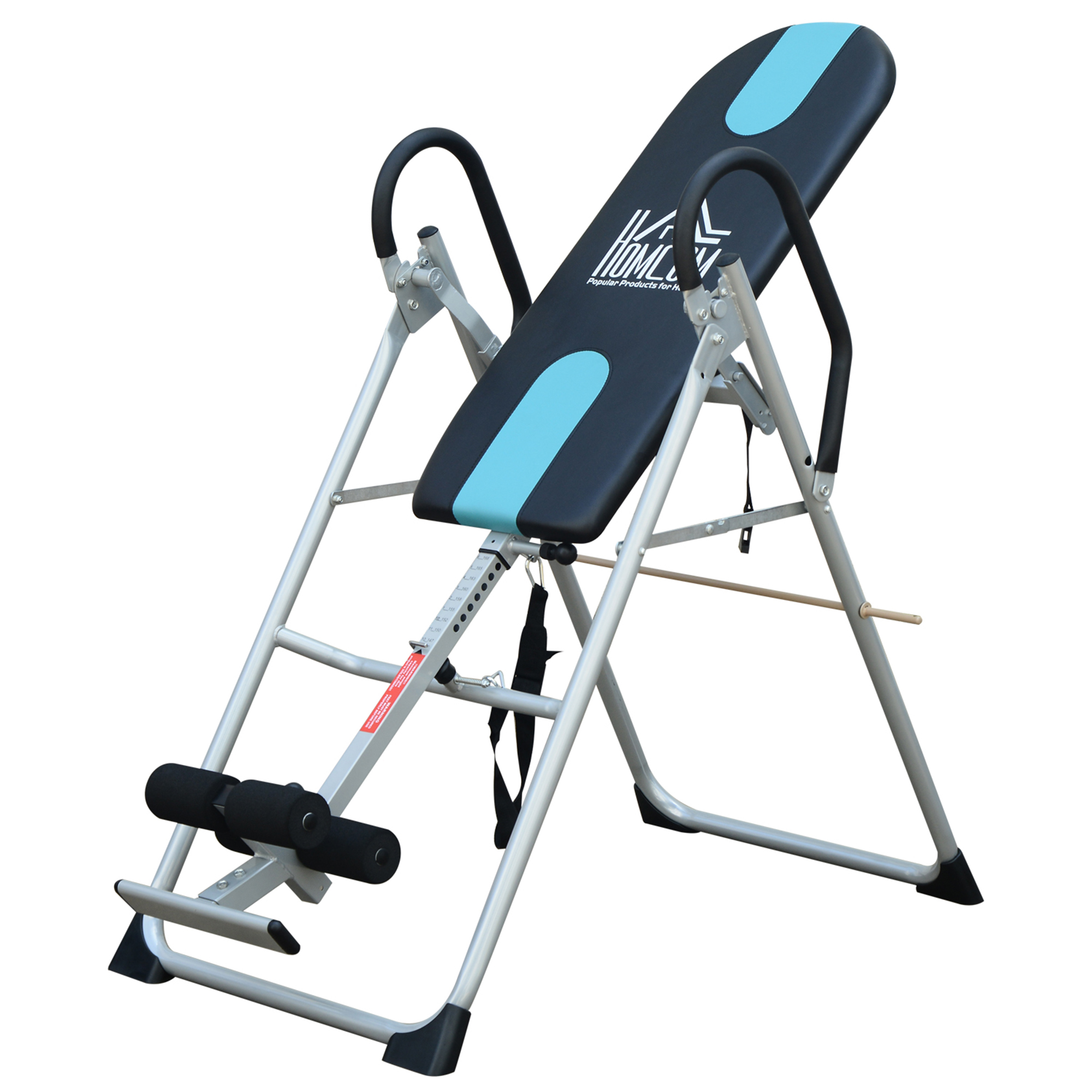 Inversionsbank klappbar Schwerkrafttrainer mit Sicherheitsgurt Inversionstisch bis 136kg Stahl Silber+Schwarz+Blau
