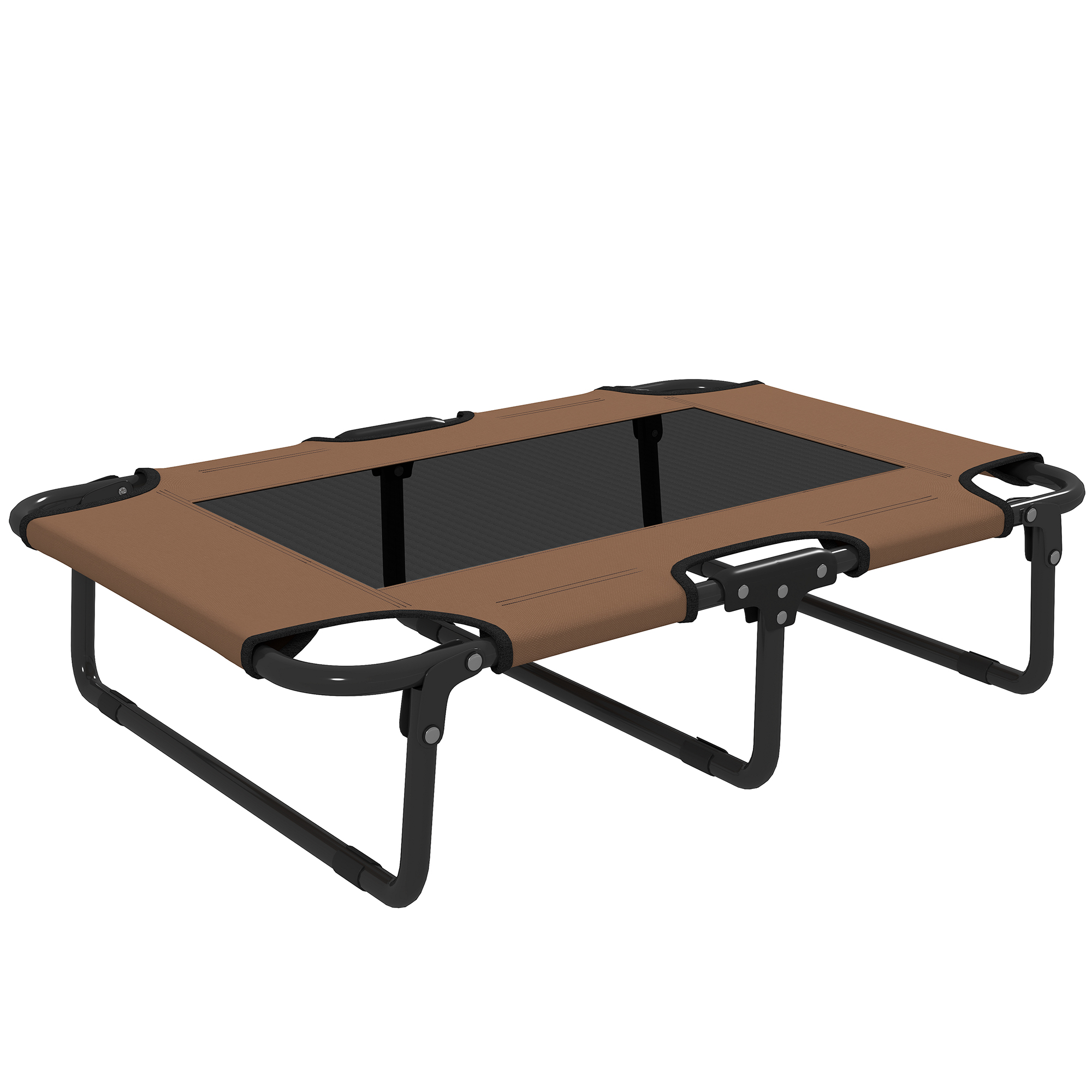Erhöhtes Hundebett klappbar Haustierbett, Outdoor Hundeliege mit Netzdesign Kaffee Oxford 75 x 51 x 18 cm