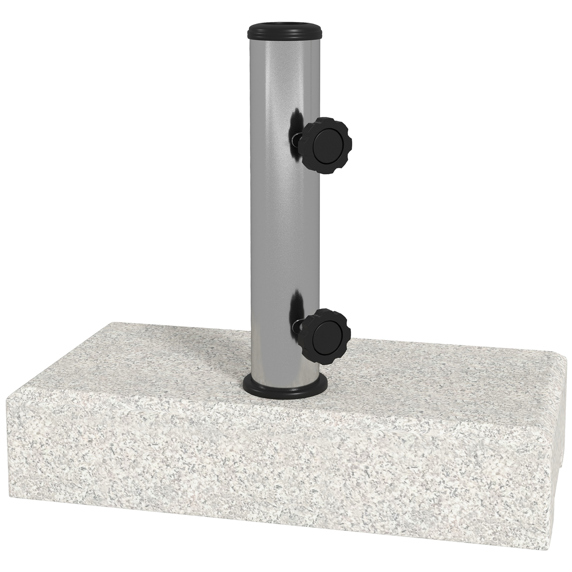 Outsunny Baza Umbrelă Gradină 25kg Granit Oțel Inoxidabil pentru Stâlpi Ø32-48mm | Aosom Romania