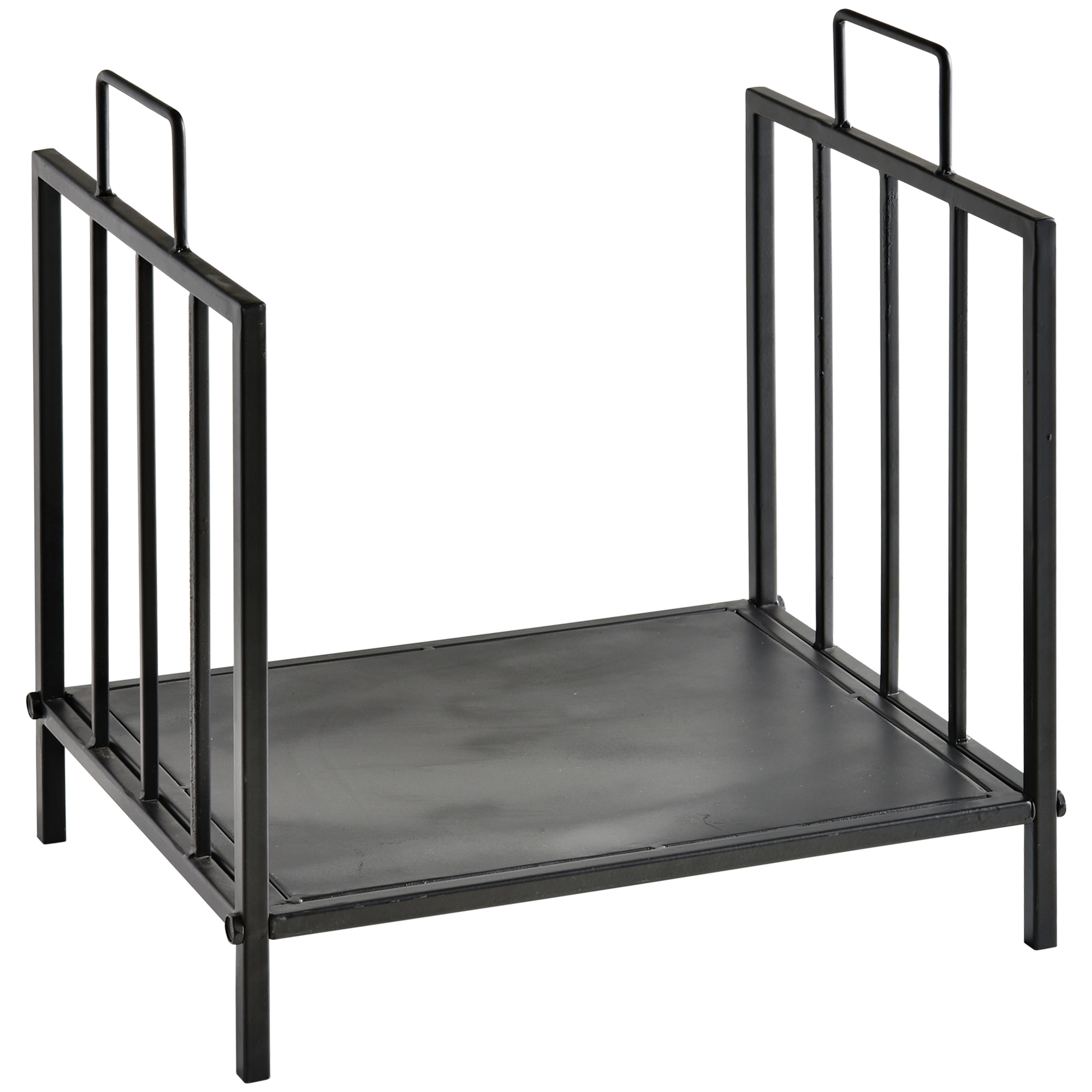 Outsunny Suport pentru Lemne pentru Interior si Exterior cu 2 Manere, 44,5x33x46,5 cm, Negru | Aosom Romania