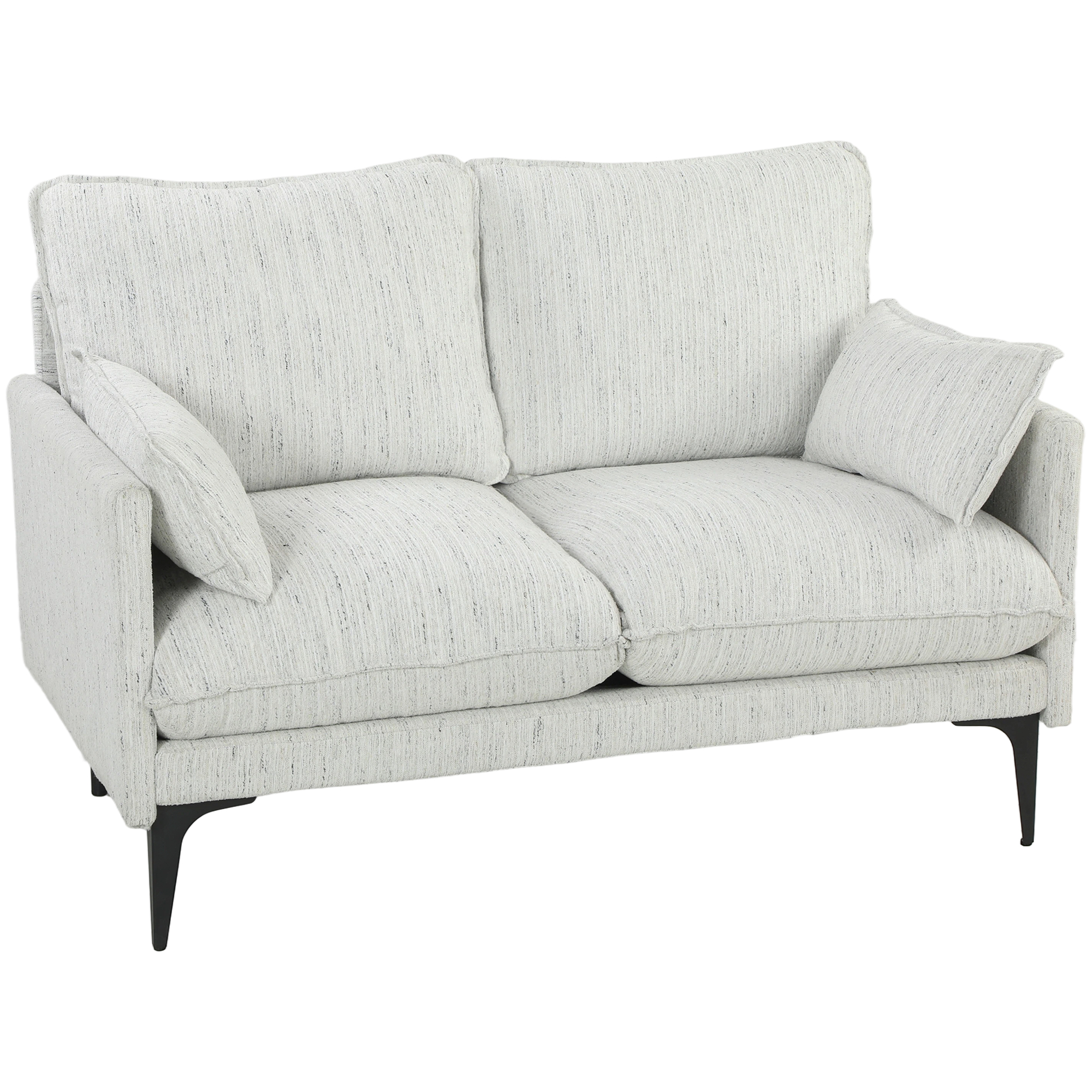 HOMCOM Canapea 2 Locuri cu Brate, Perne Groase si 2 Perne, 131x78x83 cm, Alb | Aosom Romania