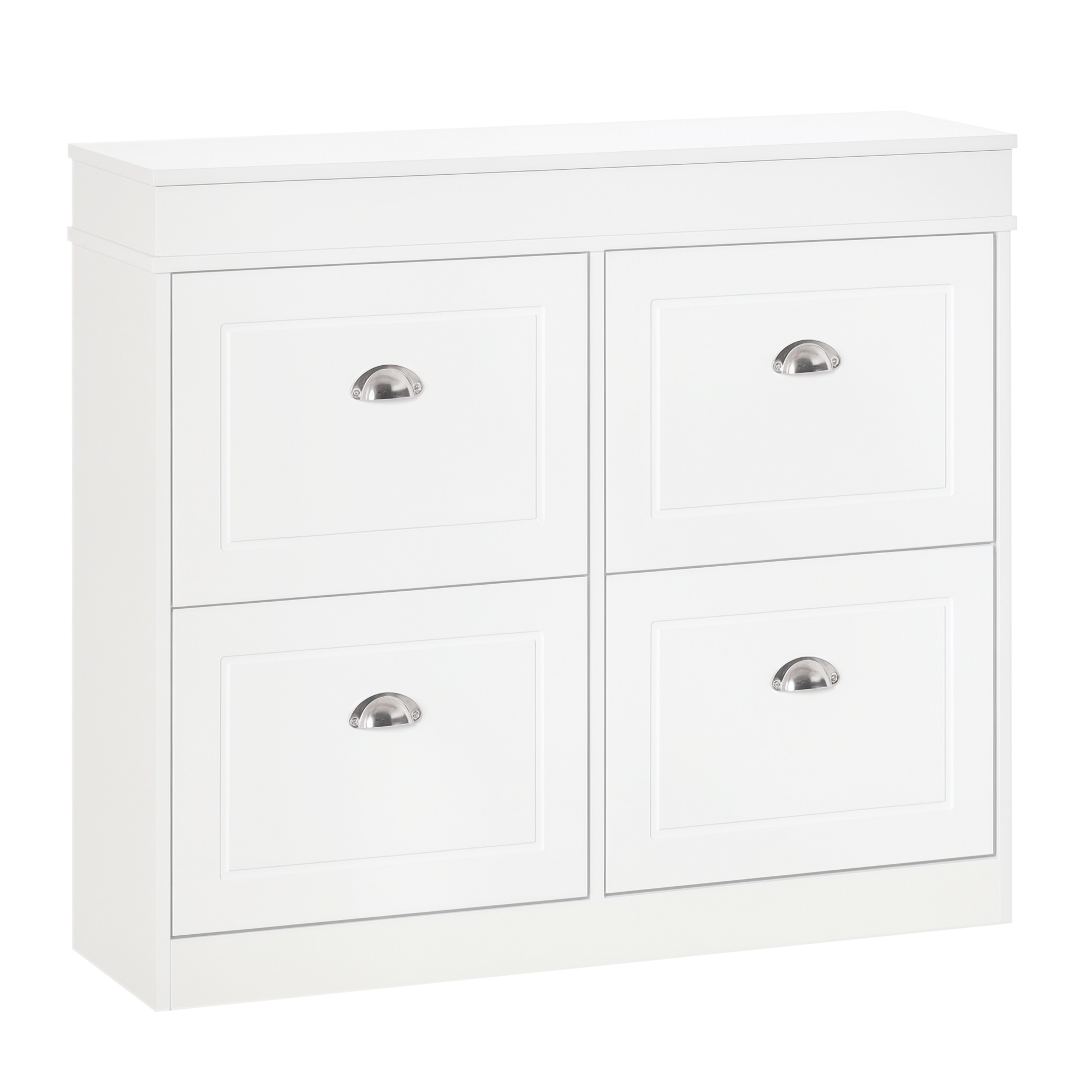 HOMCOM Mueble Zapatero de 4 Puertas con Estantes Ajustables y Extraíbles Capacidad de 16 Pares 98x24x83 cm Blanco | Aosom España