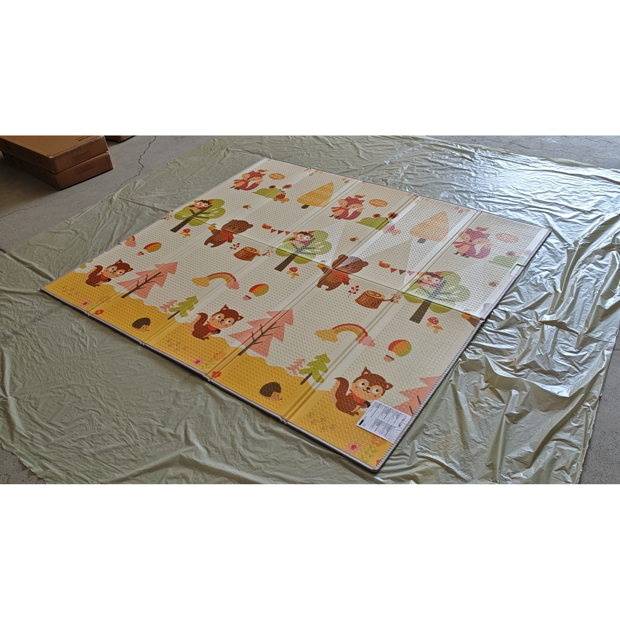 AIYAPLAY Covoraș de joacă pentru bebeluși pliabil și reversibil, 200 x 180 cm, covoraș din spumă groasă, antiderapant și impermeabil | Aosom Romania