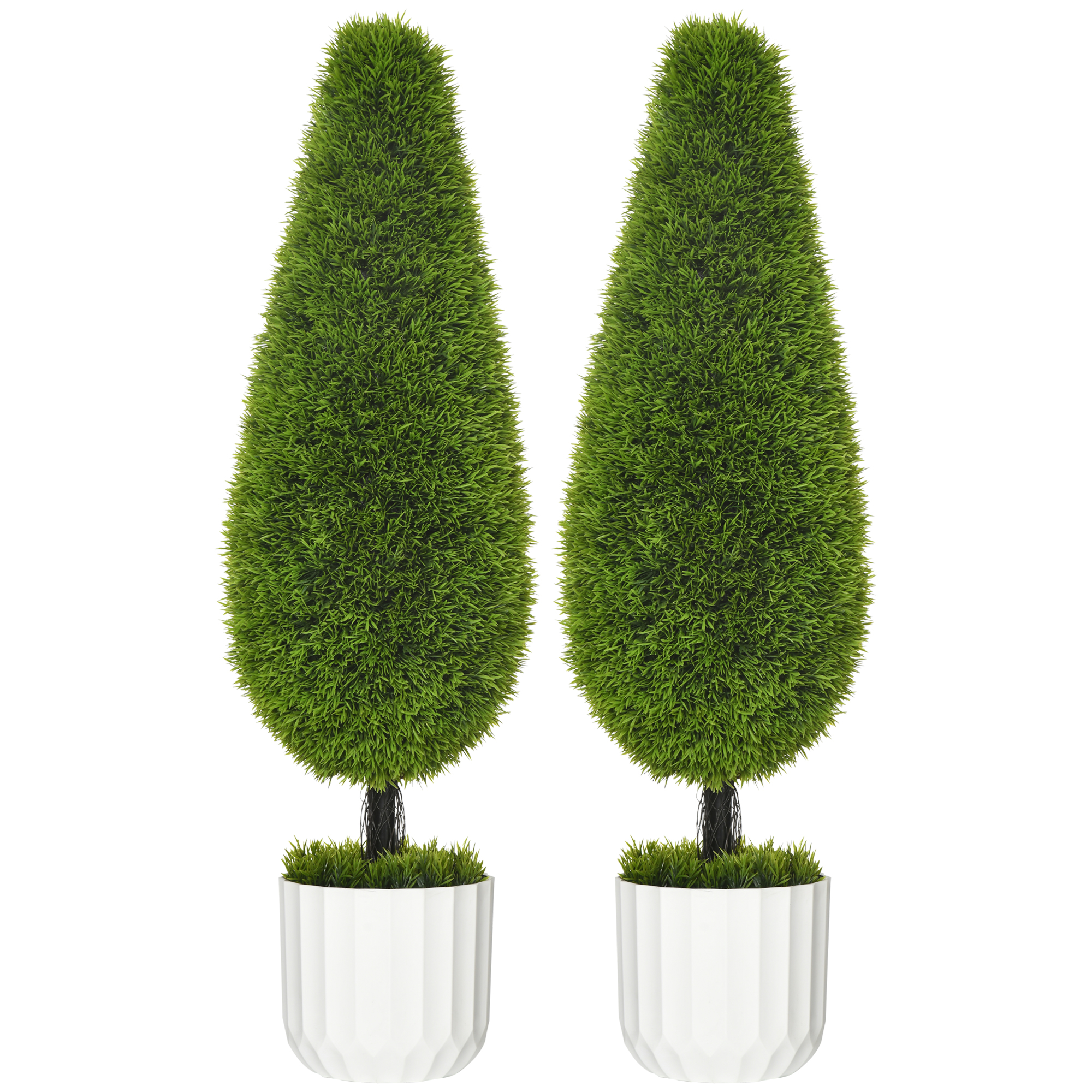 HOMCOM Set 2 Piante Finte di Cipresso con Vasi 12x16 cm, Muschio e ...